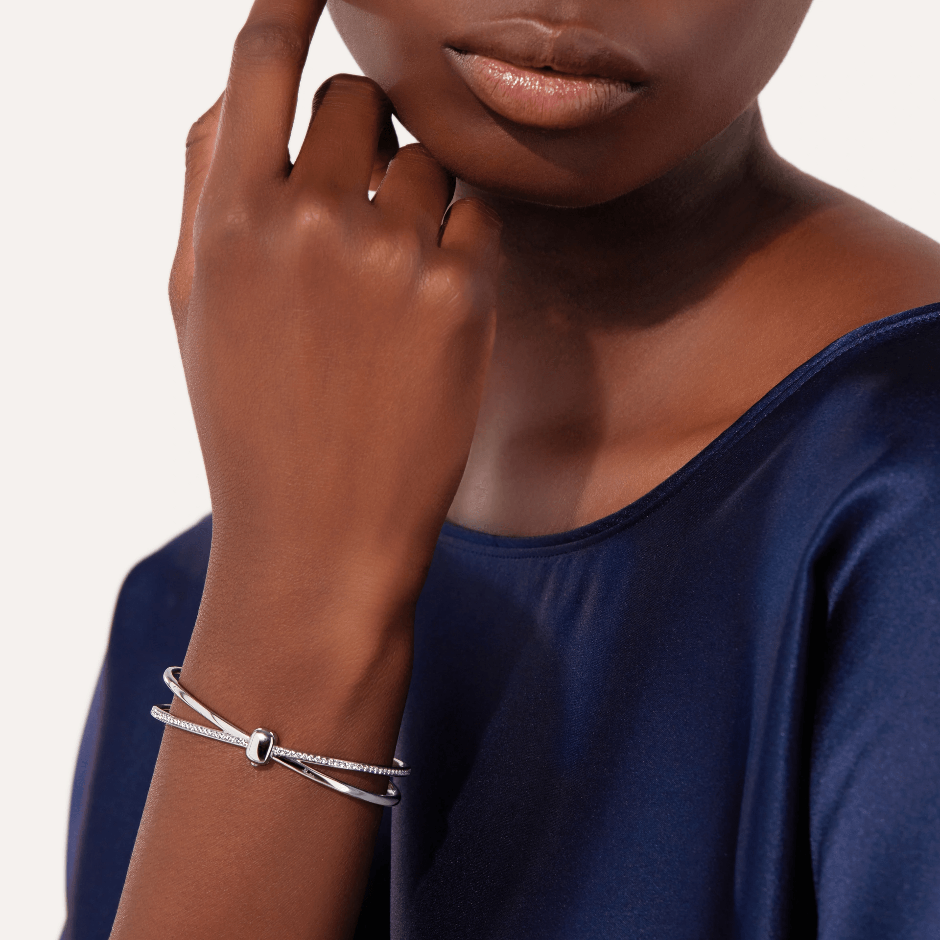 Pomellato Together Bangle in 18k White Gold with Diamonds - Orsini Jewellers