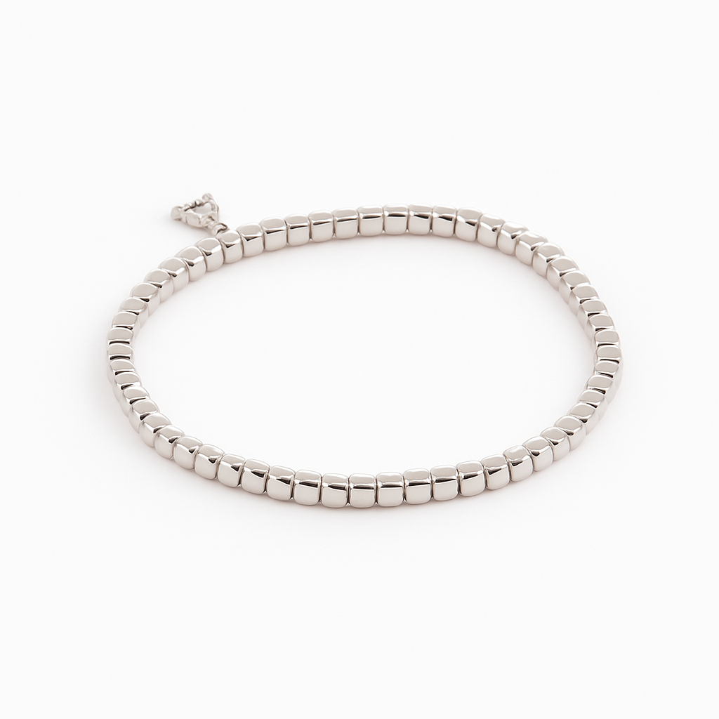 al coro square cube white gold stretch bracelet