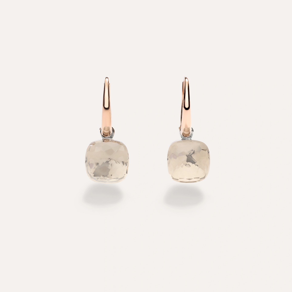 white topaz and rose gold drop earrings from the nudo collection