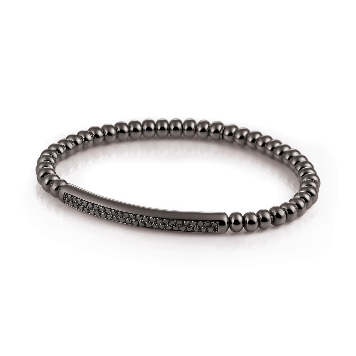 Al Coro Stretchy Men&#39;s Bracelet with Double Black Sapphires - Orsini Jewellers NZ