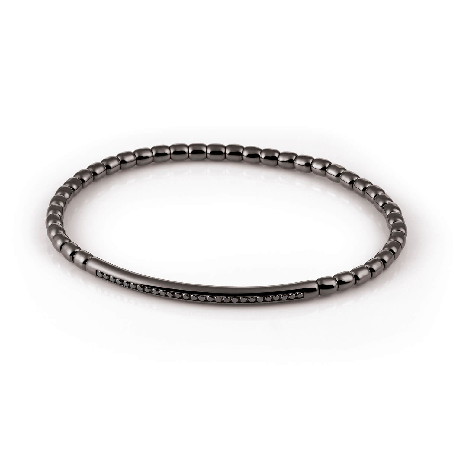 Al Coro Stretchy Men's Bracelet in Black Ruthenium with Black Diamonds - Orsini Jewellers NZ