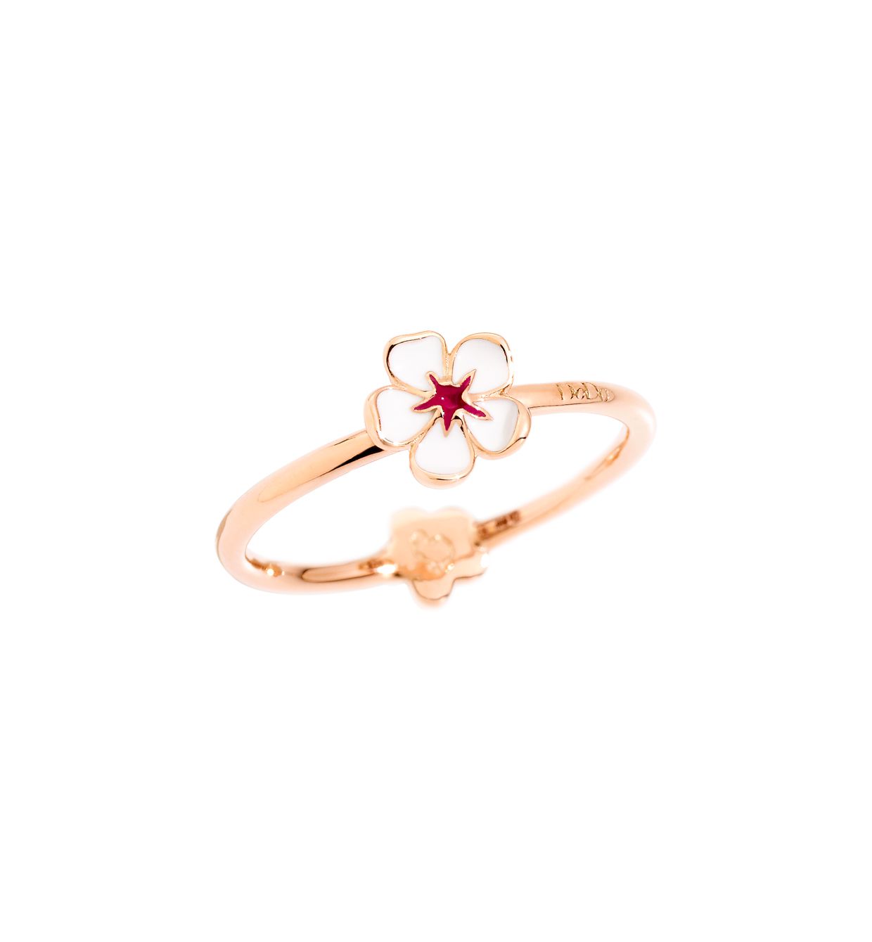 DoDo Ring Cherry Blossom in 9k Rose Gold with White Enamel - Orsini Jewellers NZ