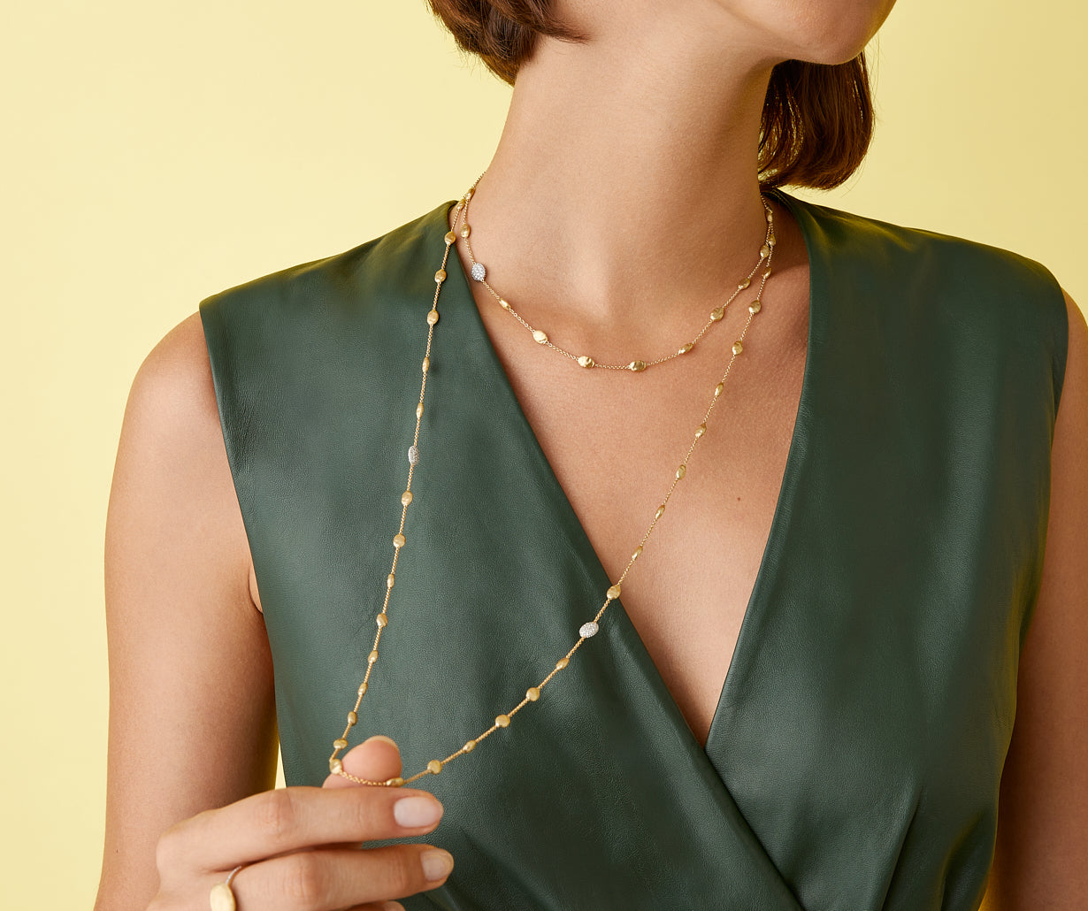 Siviglia Necklace Mini Bead with Diamonds Long - Orsini Jewellers NZ