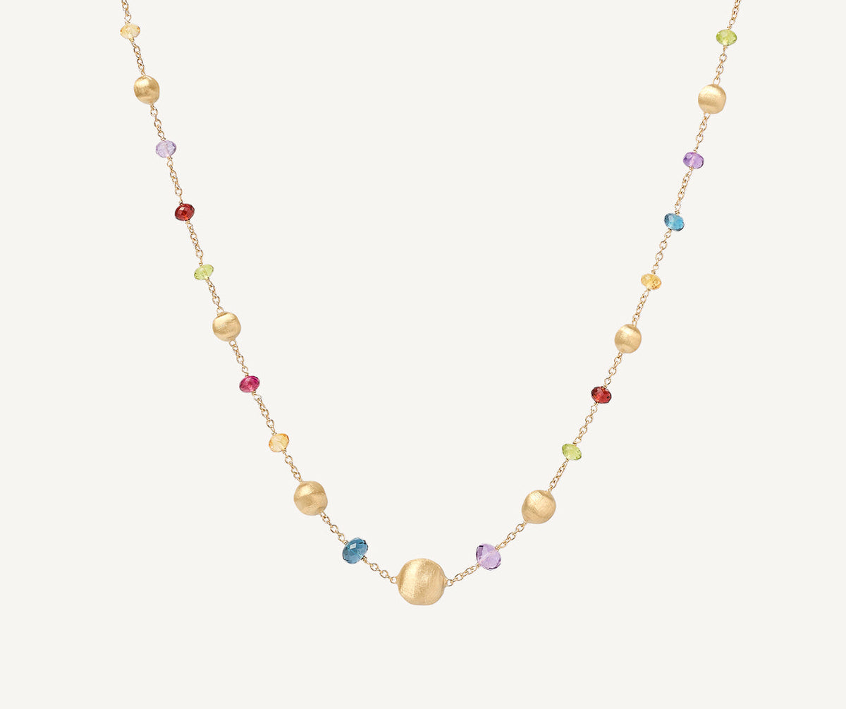 Marco Bicego gold and mixed gemstones Africa gemstone necklace short by Marco Bicego