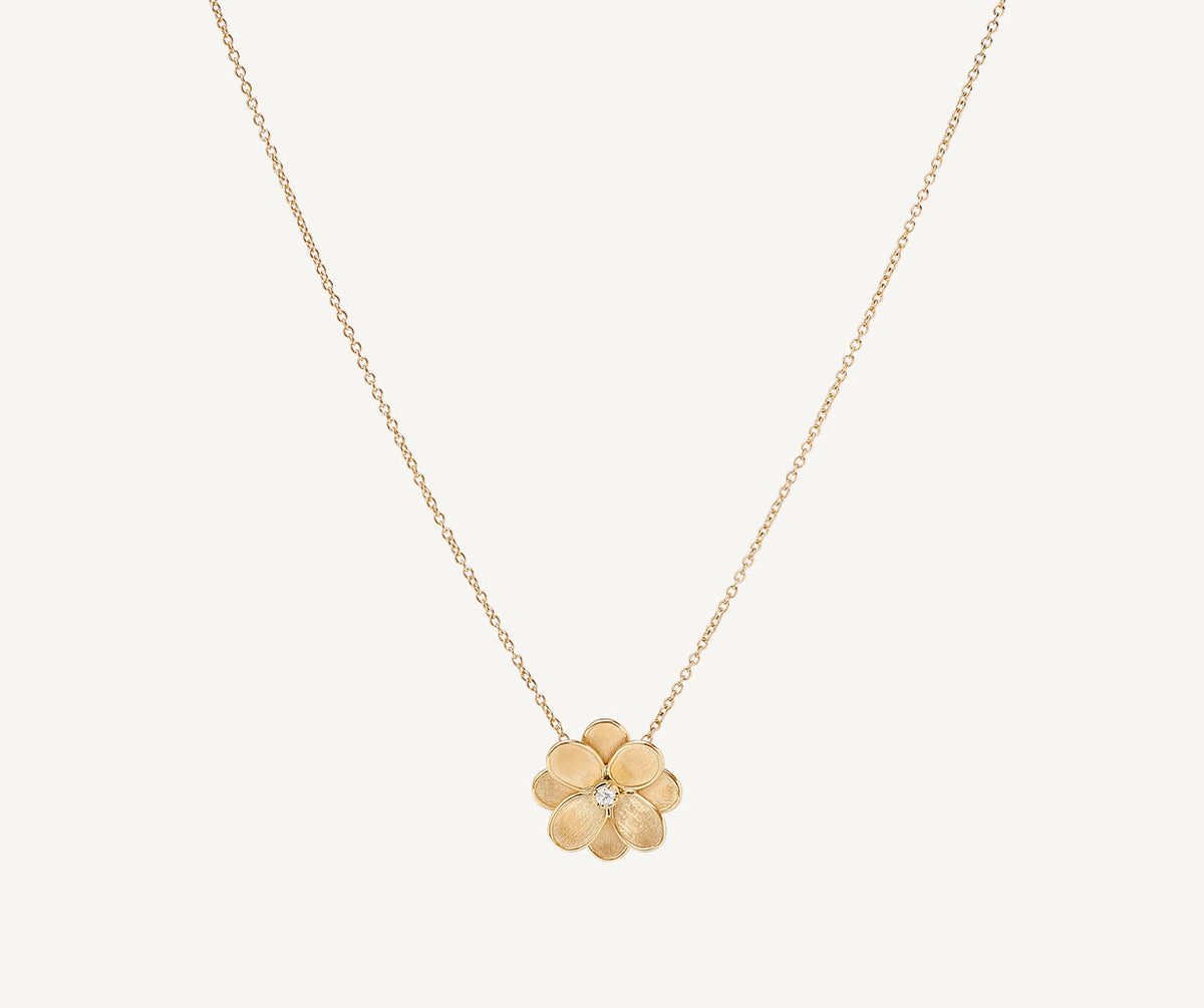 Petali necklace with diamonds and set in yellow gold designed by Marco Bicego