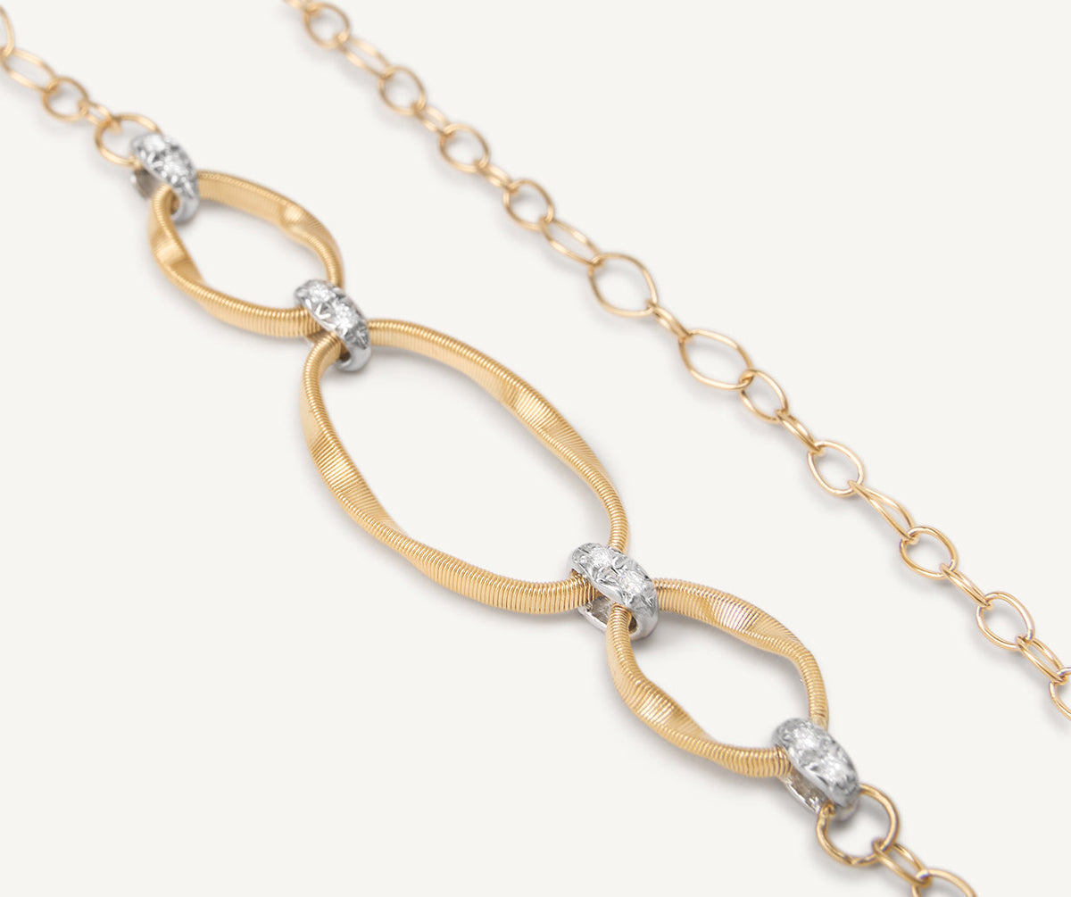 Diamonds set in white gold yellow gold necklace Marrakech Onde collection