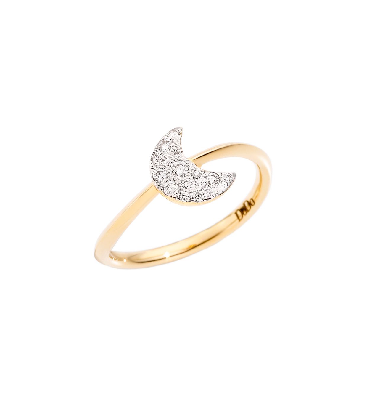 DoDo Moon Ring in 18k Yellow Gold with Diamonds - large - Orsini Jewellers NZ