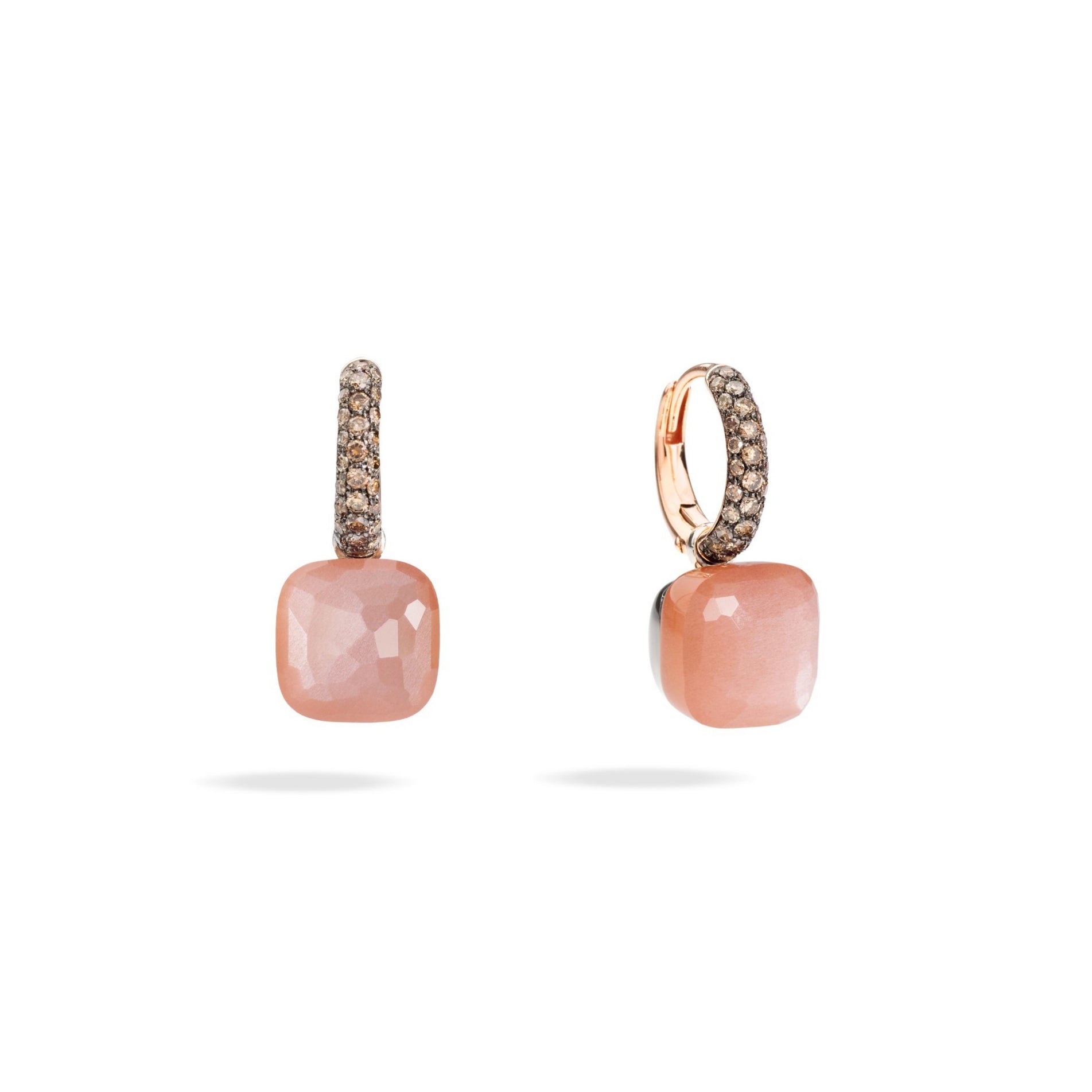 Pomellato Nudo Earrings Brown Diamonds Orange Moonstone - Orsini Jewellers