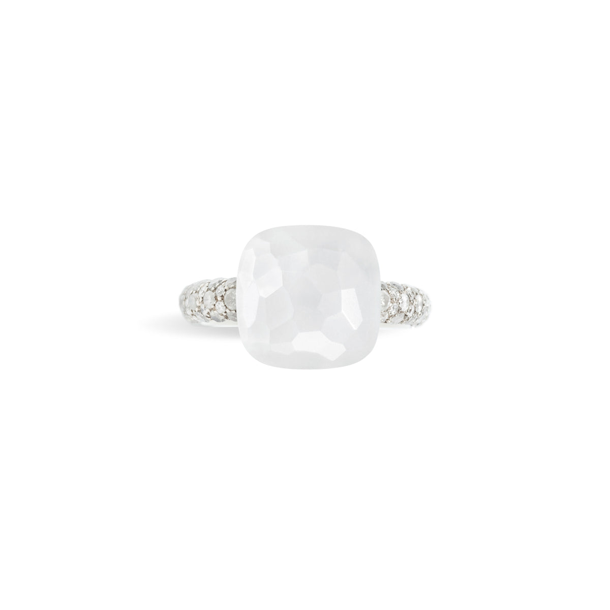 Nudo Maxi Diamond Ring in 18k White Gold with Moonstone and Diamonds - Orsini Jewellers NZ