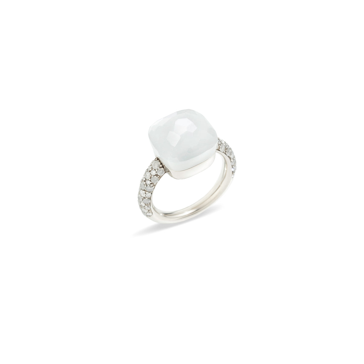 Nudo Maxi Diamond Ring in 18k White Gold with Moonstone and Diamonds - Orsini Jewellers NZ