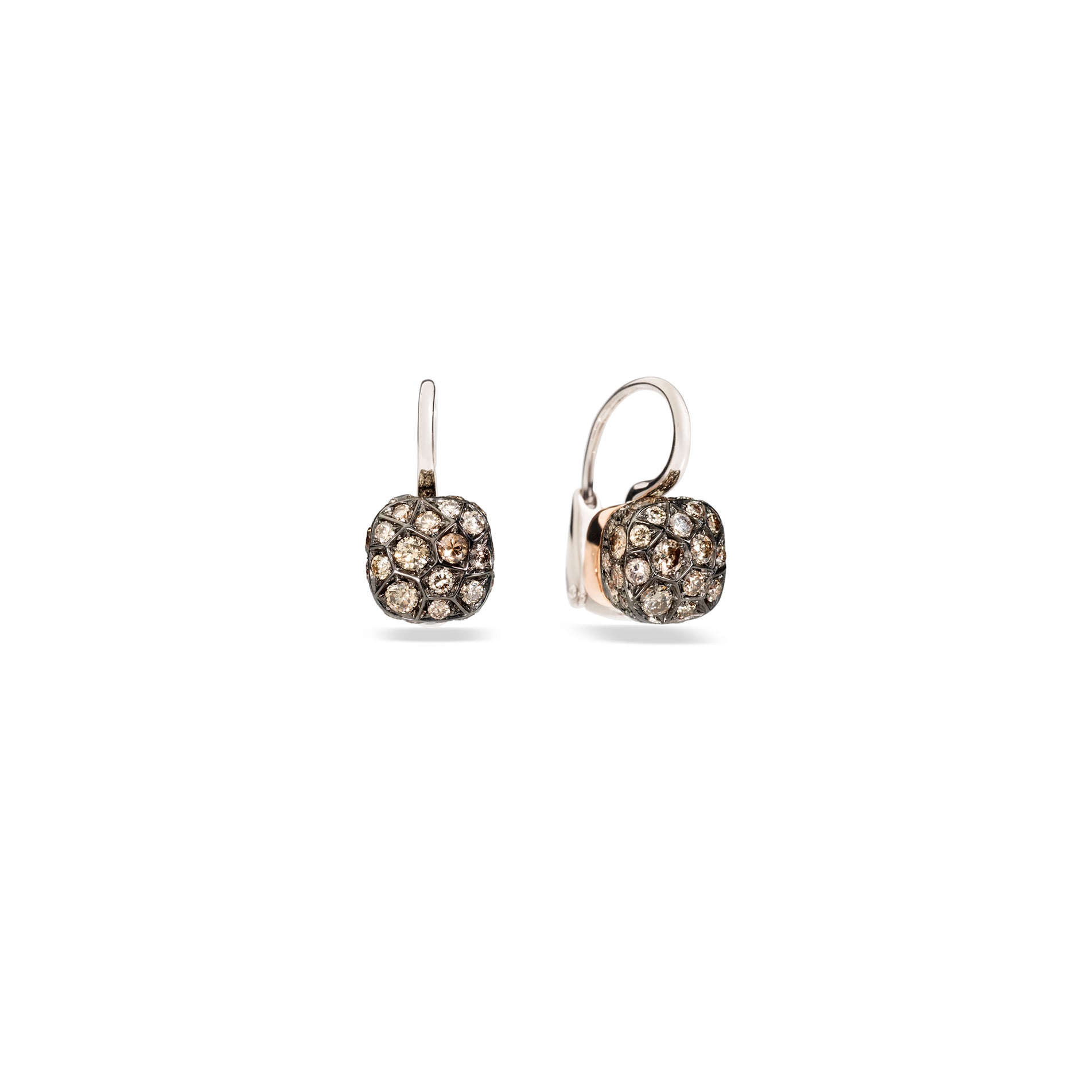 Nudo Petit Earrings in 18k Rose and White Gold with Brown Diamonds - Orsini Jewellers NZ