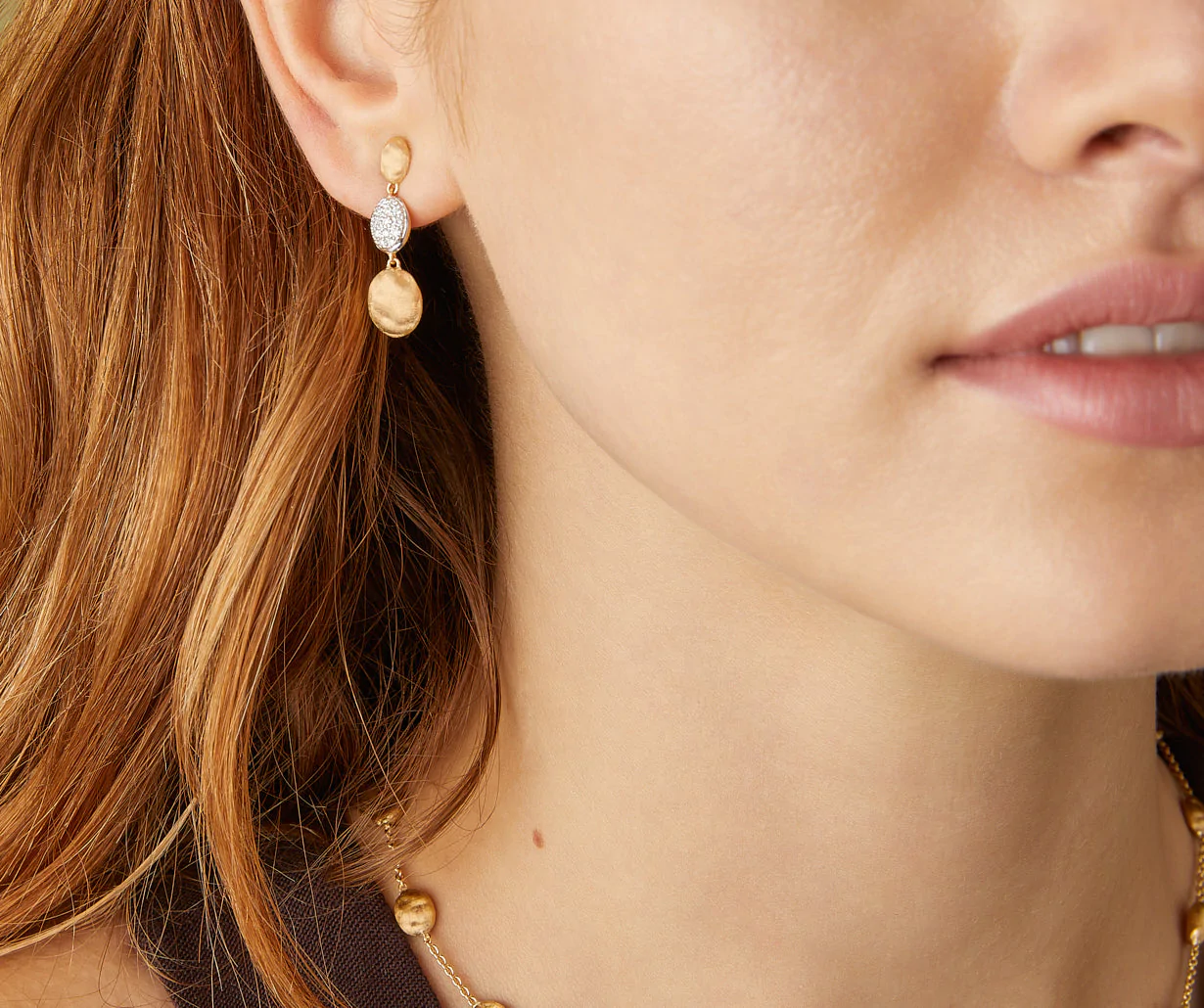 Siviglia Triple Drop Earrings in 18k Yellow Gold with Diamond Ovals - Orsini Jewellers NZ