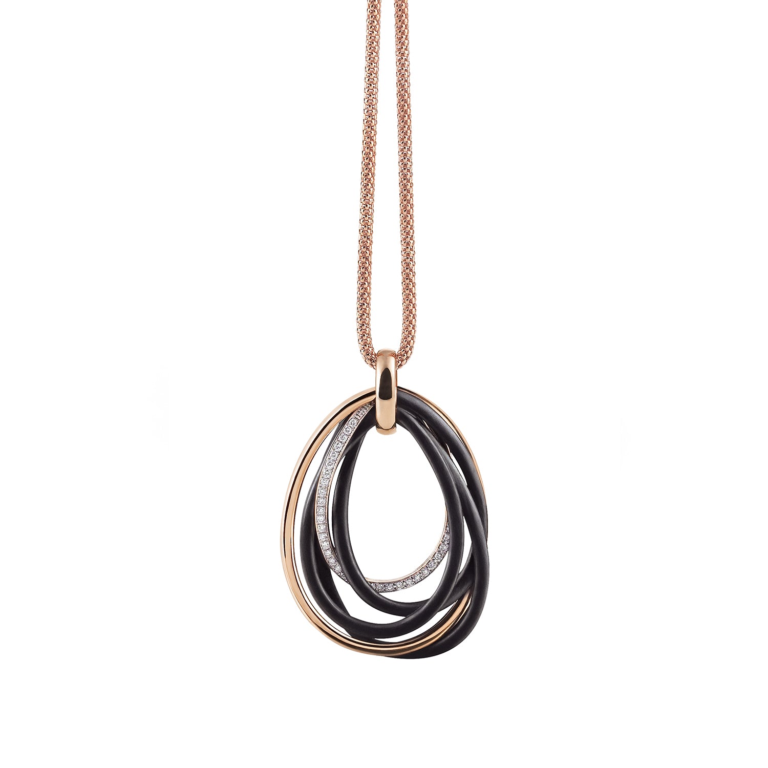 Neraviglia Pendant in 18k Rose Gold, Blackened Steel & Diamonds - Orsini Jewellers NZ