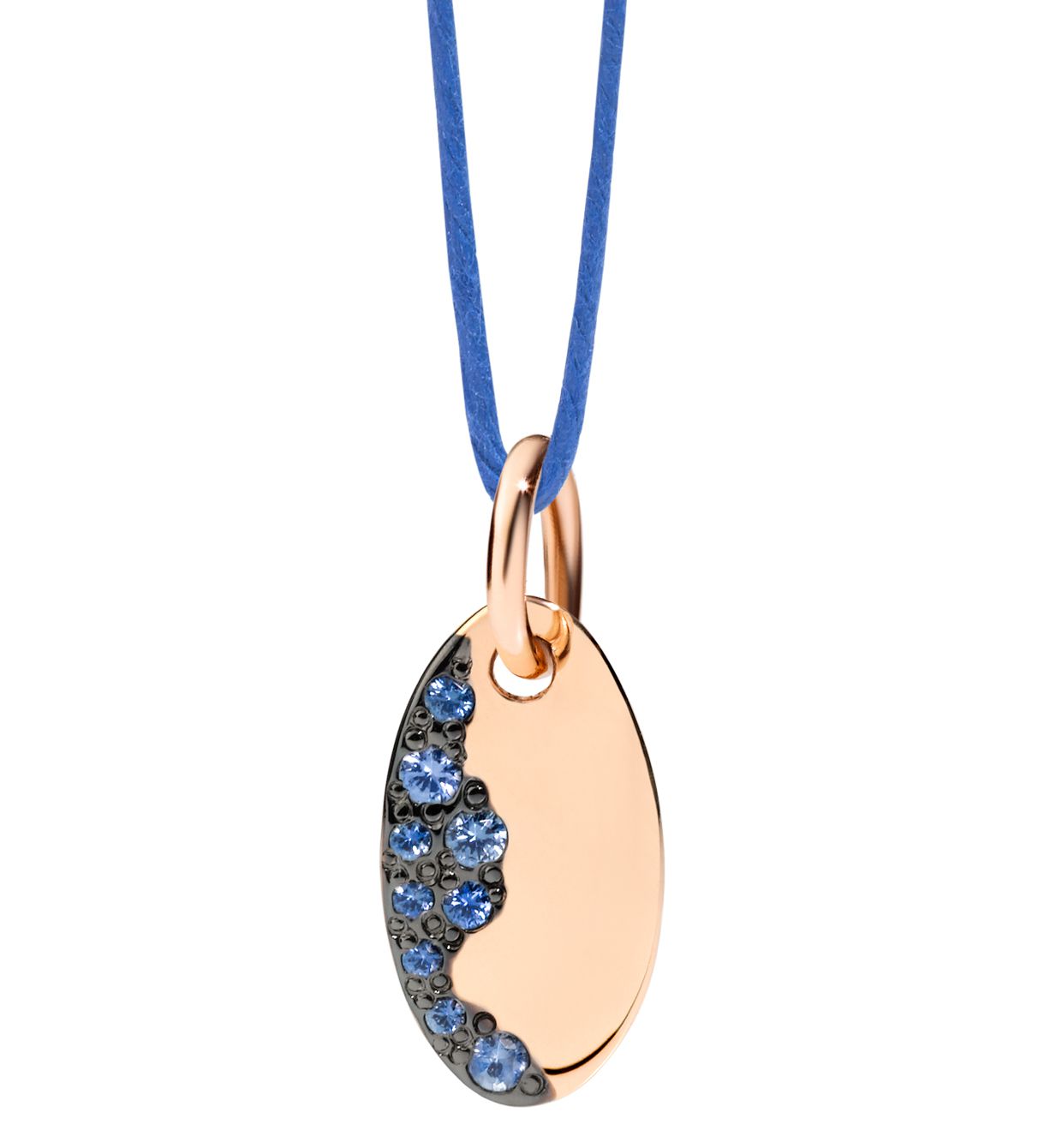 DoDo Precious Tag Charm Hope in 9k Rose Gold with Blue Sapphires - Orsini Jewellers NZ