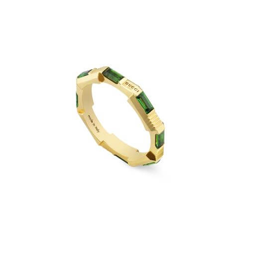 Gucci Link to Love Ring in 18k Yellow Gold &amp; Green Tourmaline - Orsini Jewellers NZ