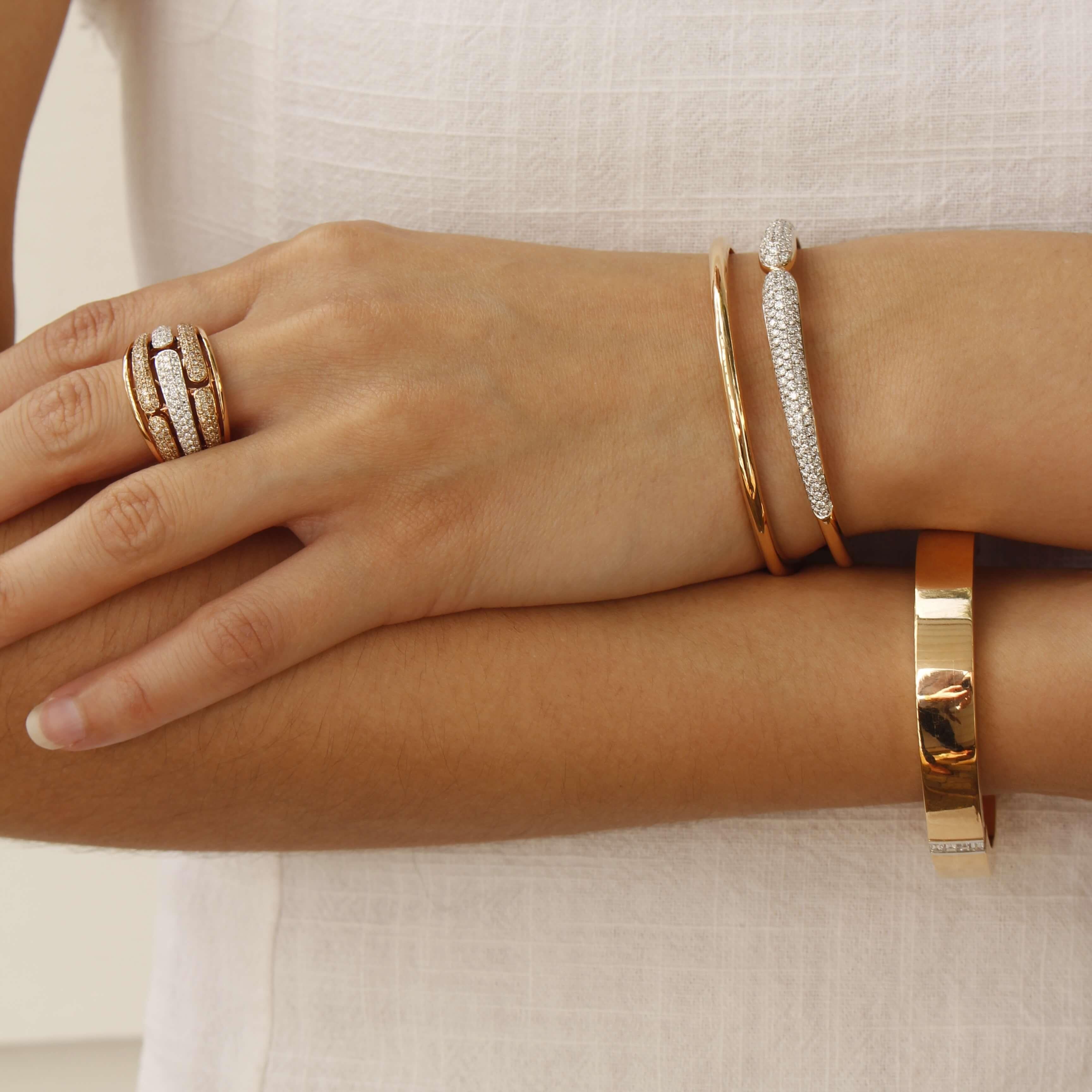 Al Coro Mezzaluna Diamond Bangle - 18k Rose Gold - Orsini Jewellers