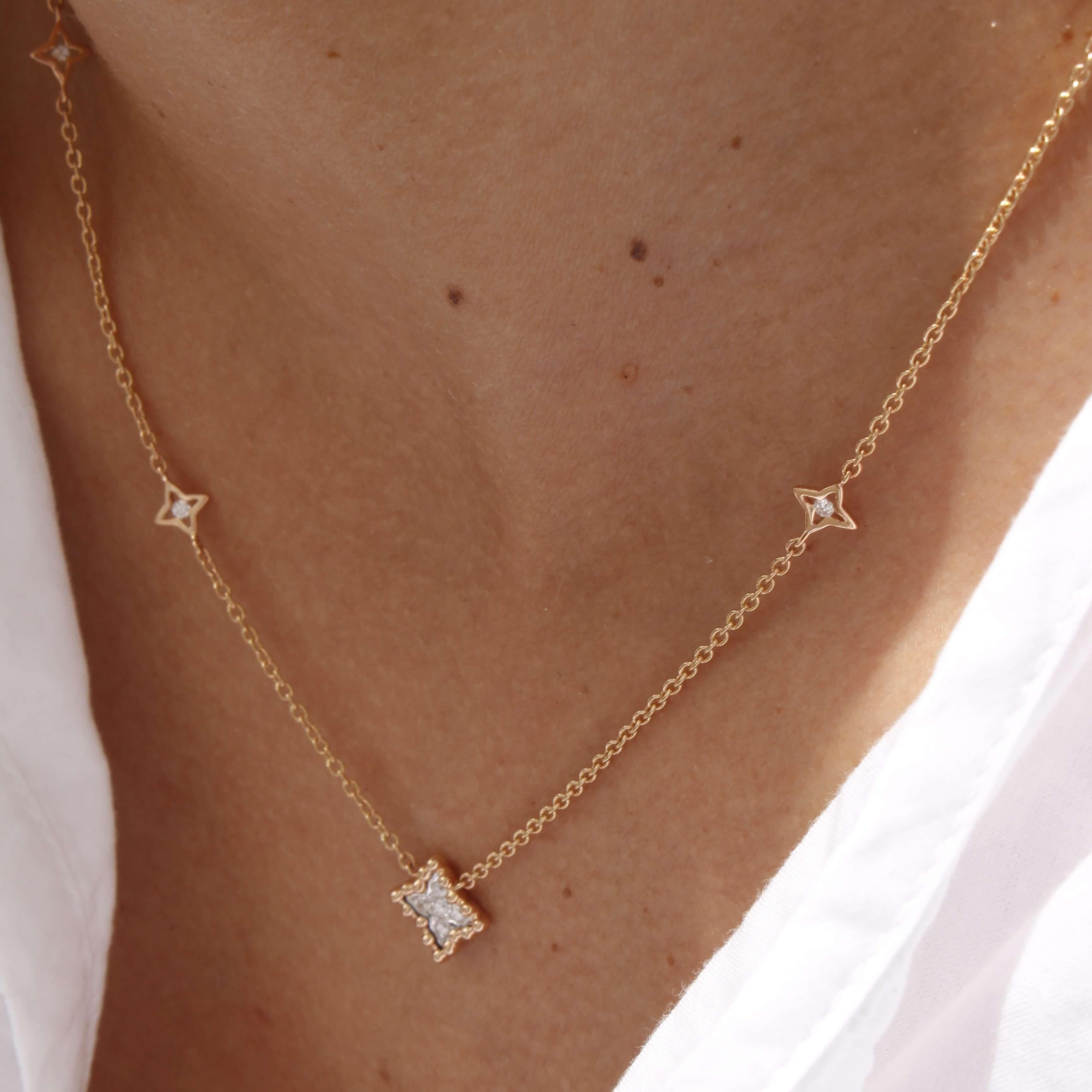 Al Coro Palladio Star Necklace Diamonds 18k Gold - Orsini Jewellers
