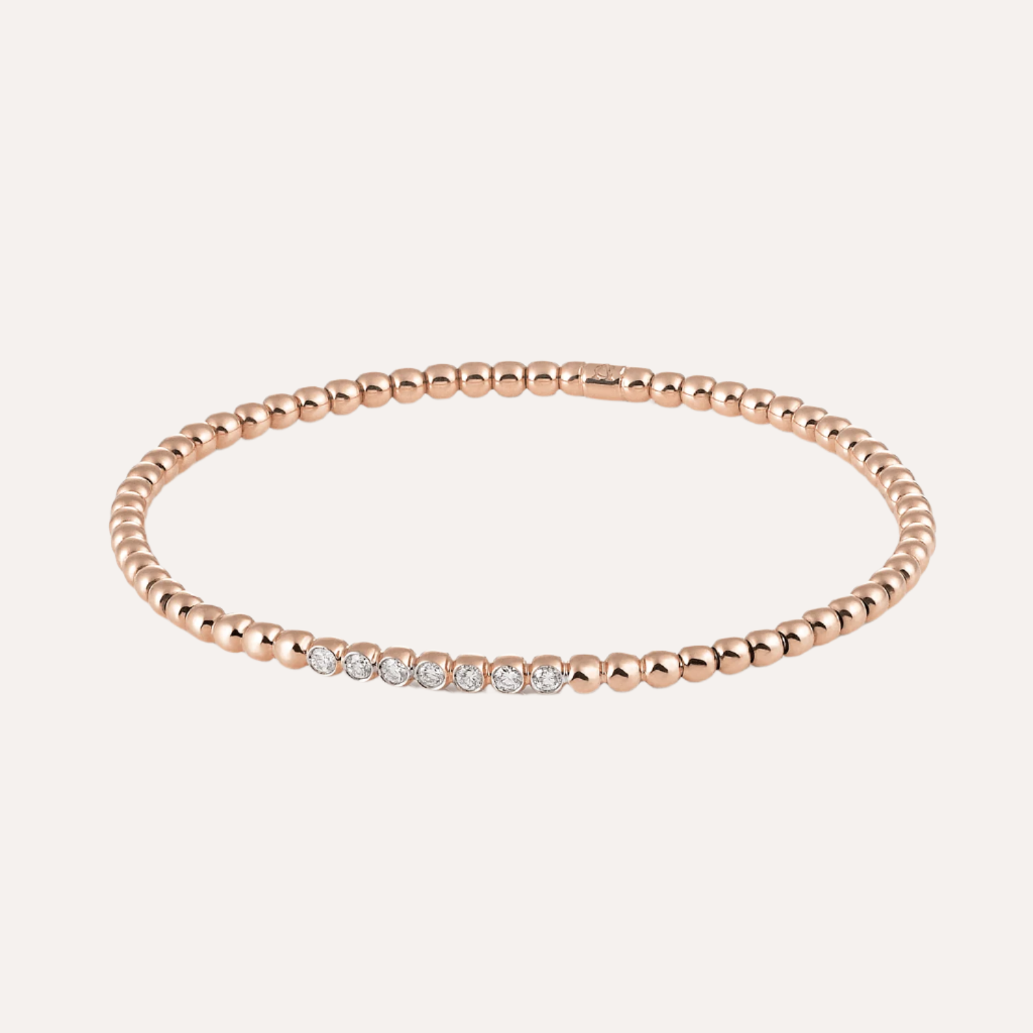 Al Coro Stretchy bracelet in 18k Rose Gold with 7 Diamonds - Orsini Jewellers