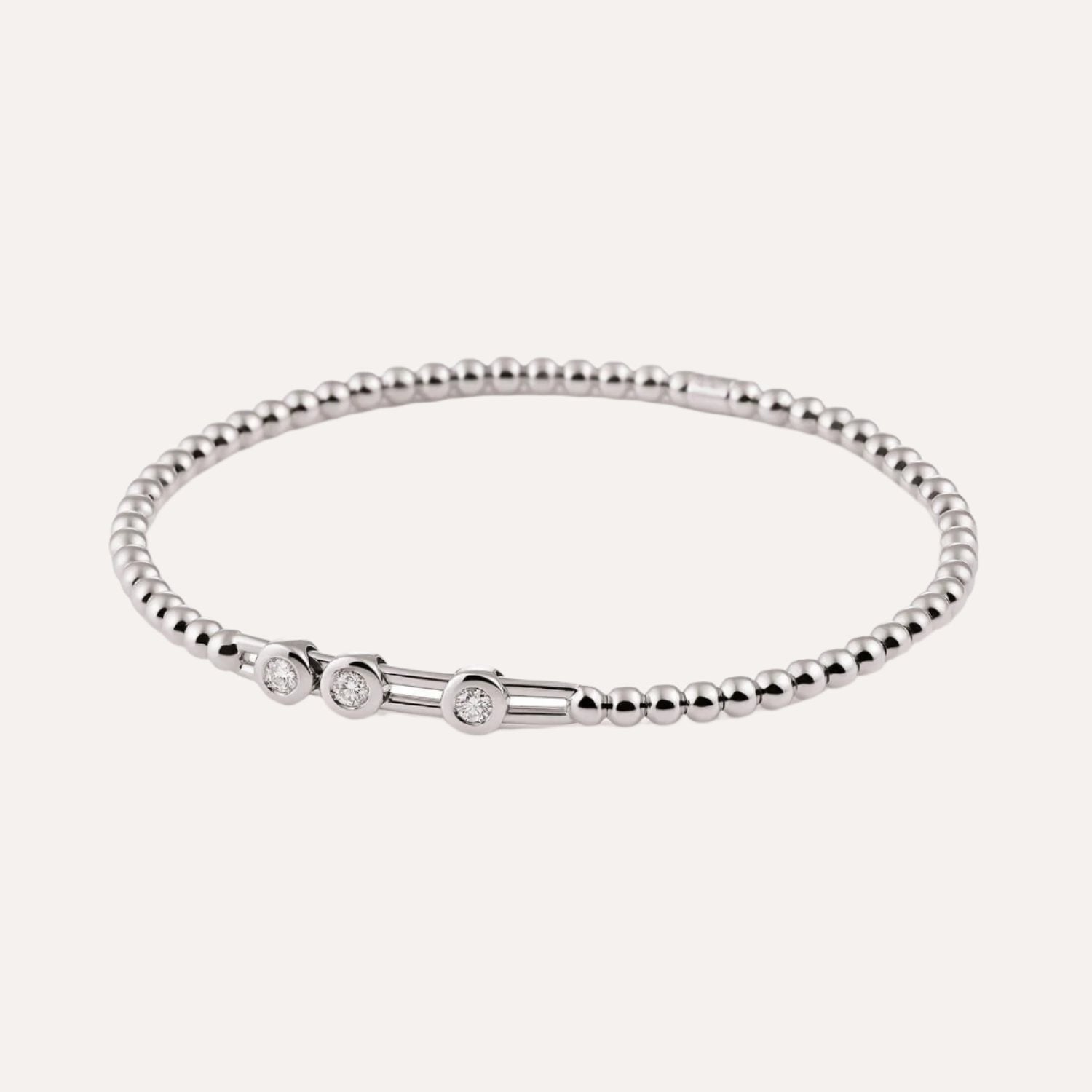 Al Coro Stretchy Bracelet in 18k White Gold 3 Sliding Diamonds - Orsini Jewellers
