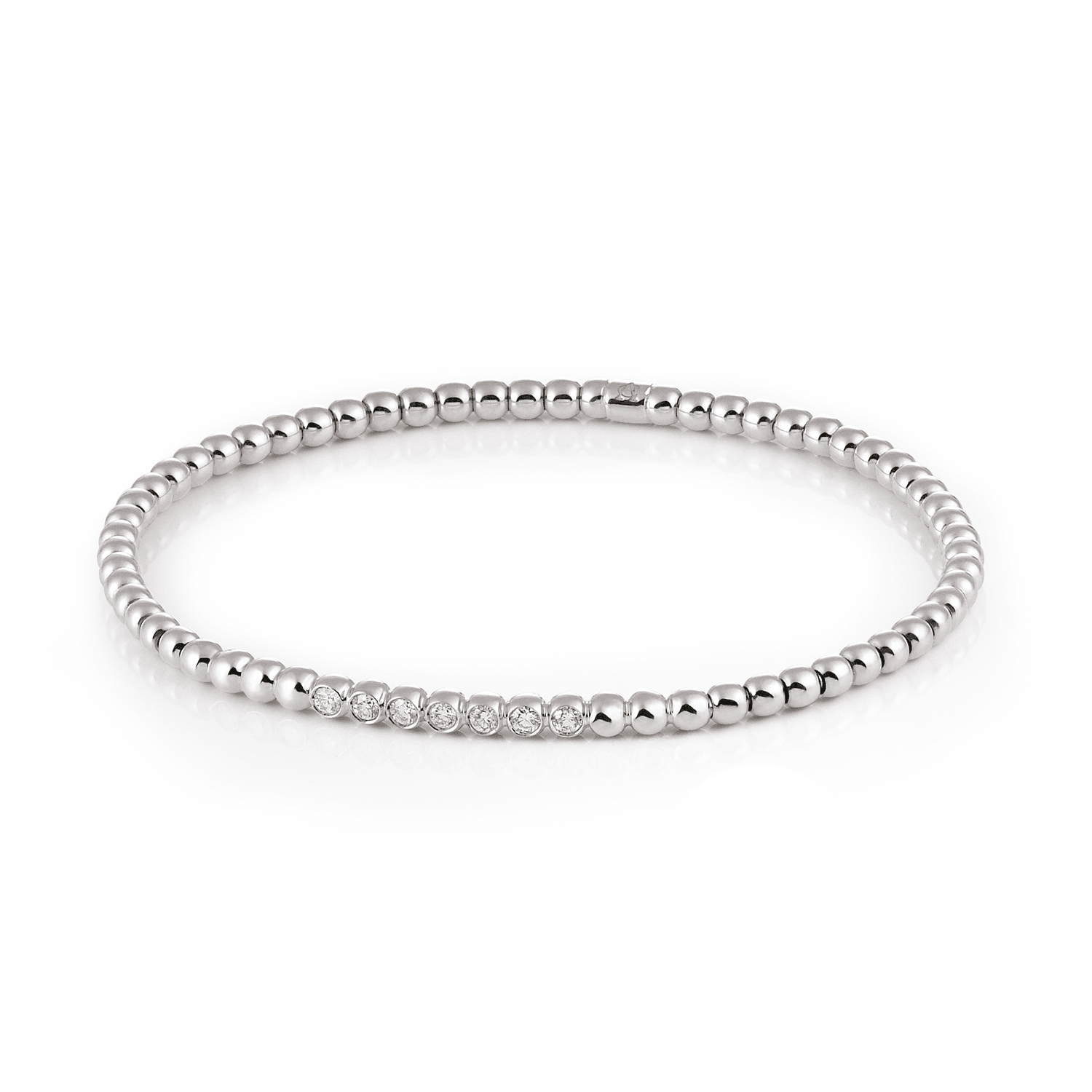 Al Coro Stretchy Bracelet in 18k White Gold with 7 Diamonds - Orsini Jewellers