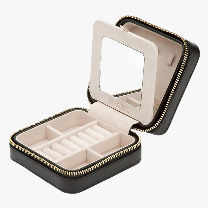 Caroline Black Coloured Travel Case by Wolf - Orsini Jewellers