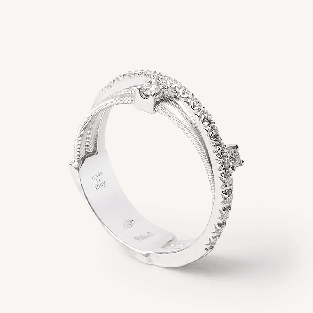 Marco Bicego Goa 18k White Gold Diamond Ring 3 Strand - Orsini Jewellers