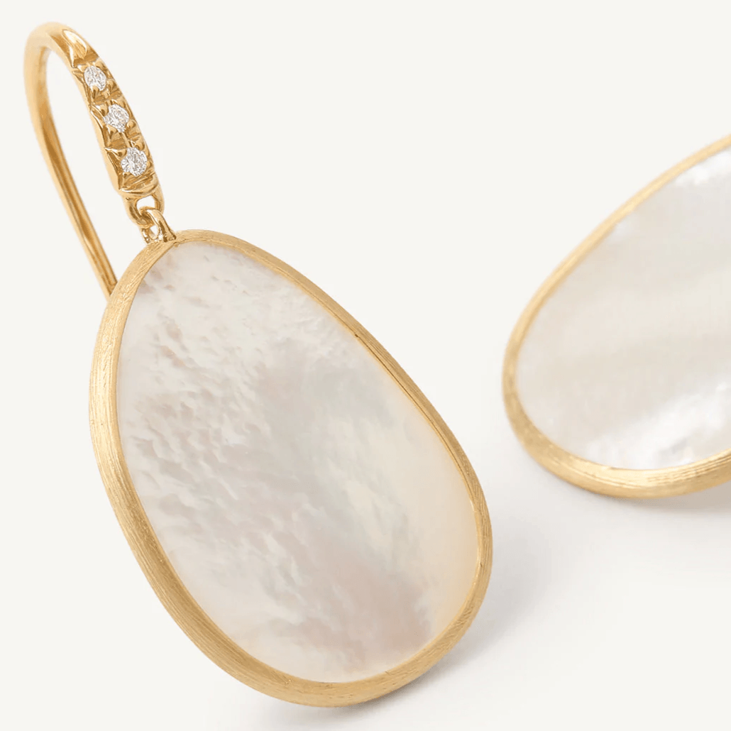 Marco Bicego Lunaria 18k Gold Diamond Mother of Pearl Earrings - Orsini Jewellers