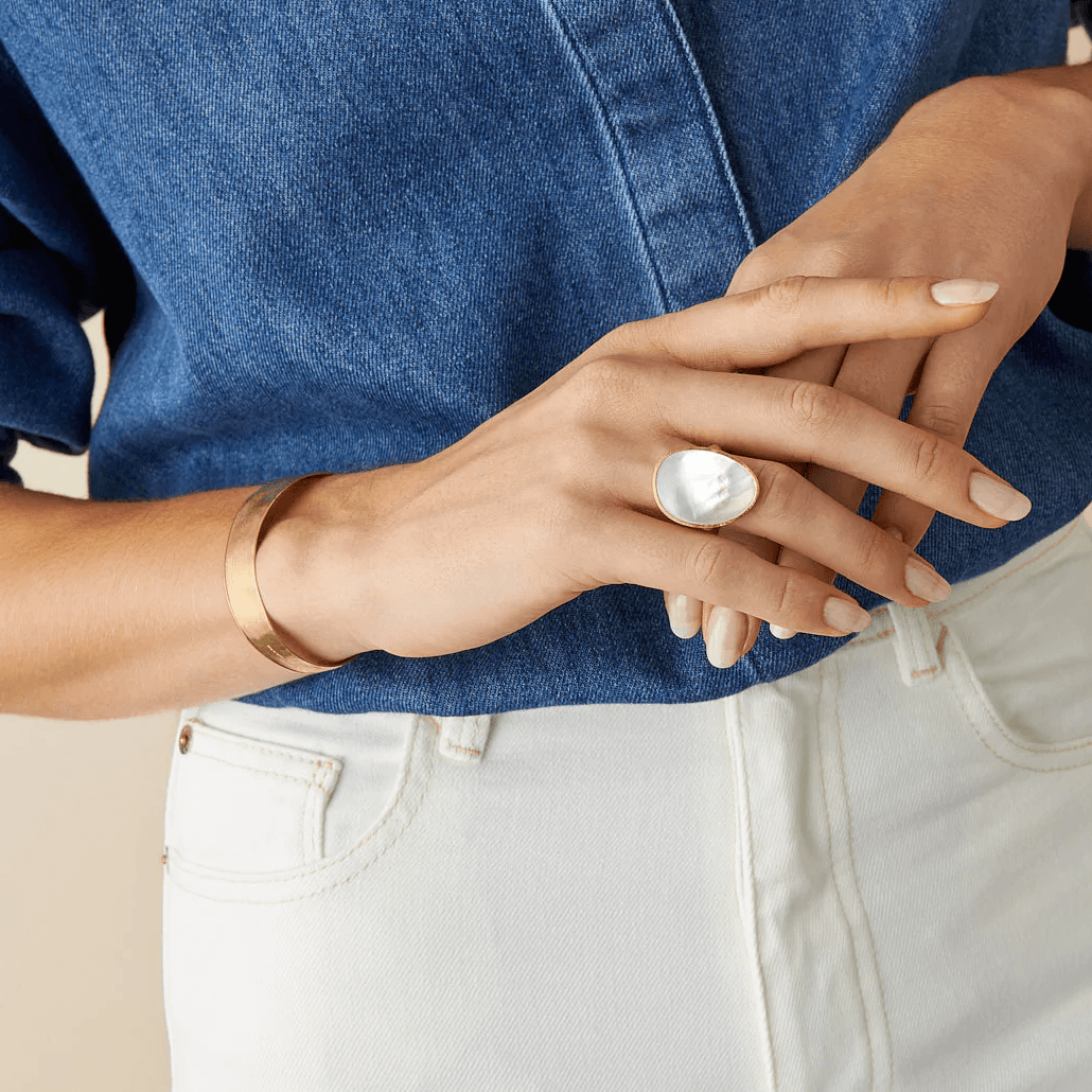 Marco Bicego Lunaria 18k Gold Mother of Pearl Ring Large - Orsini Jewellers