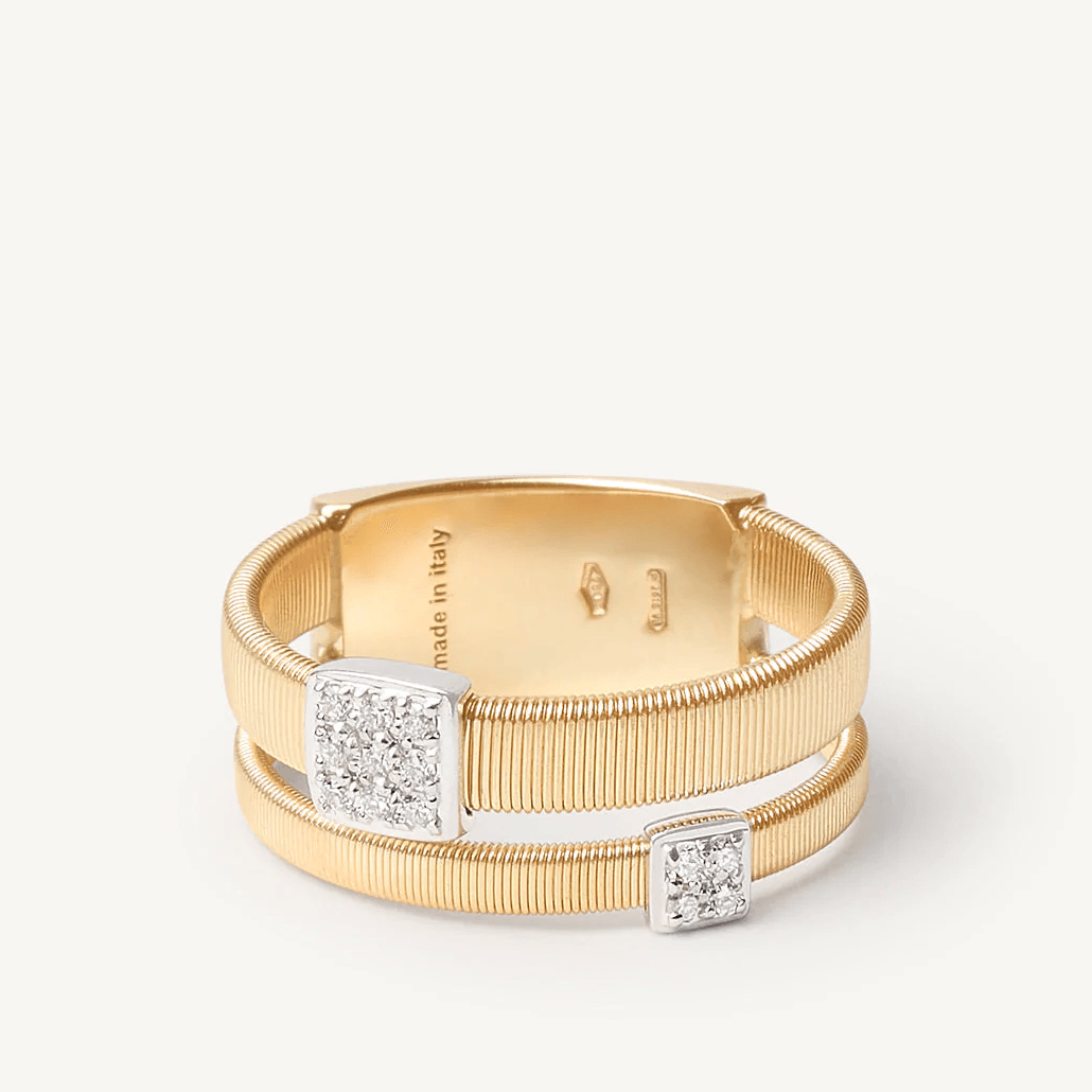 Marco Bicego Masai 18k Gold Pavè Diamond Ring 2 Band - Orsini Jewellers