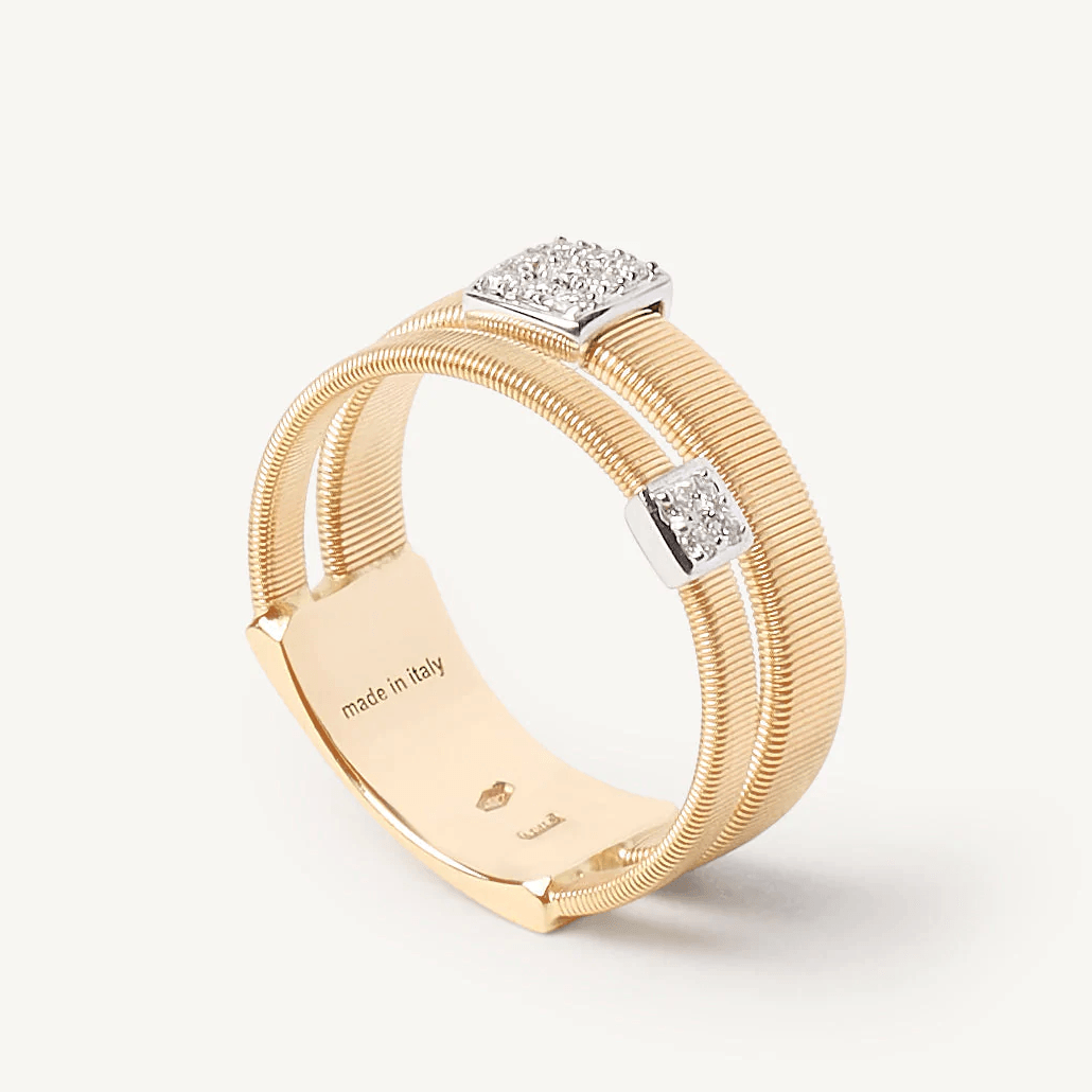 Marco Bicego Masai 18k Gold Pavè Diamond Ring 2 Band - Orsini Jewellers