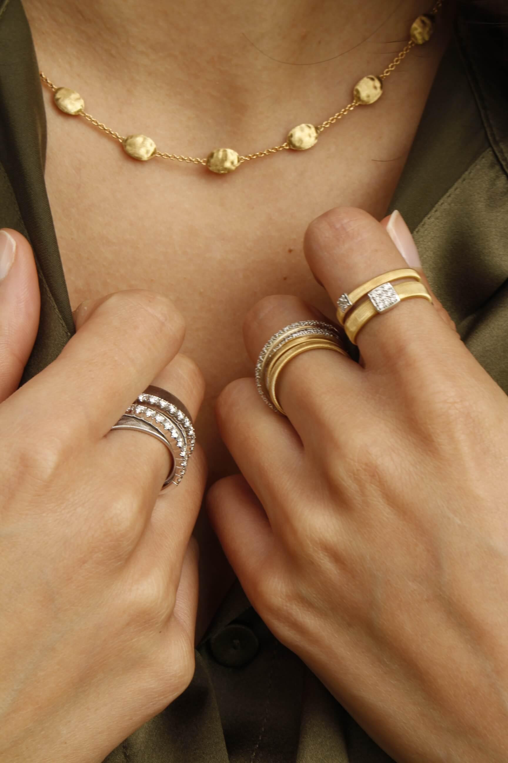 Marco Bicego Masai 18k Gold Pavè Diamond Ring 2 Band - Orsini Jewellers