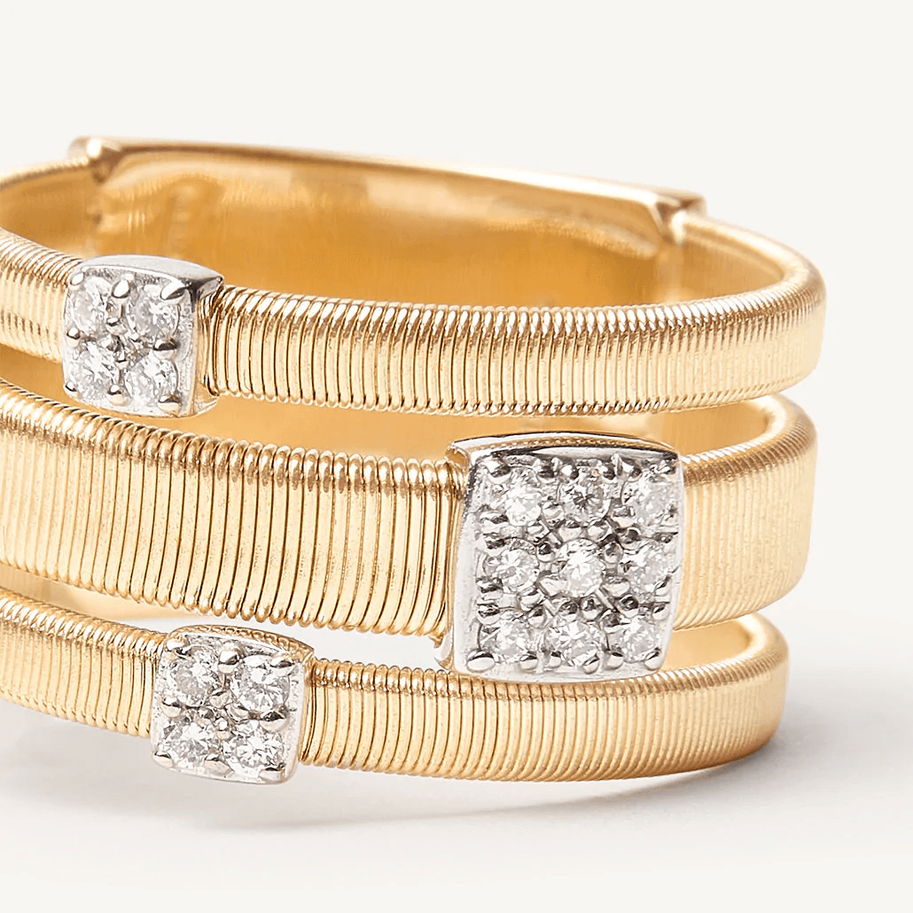 Marco Bicego Masai 18k Gold Pavè Diamond Ring 3 Band - Orsini Jewellers
