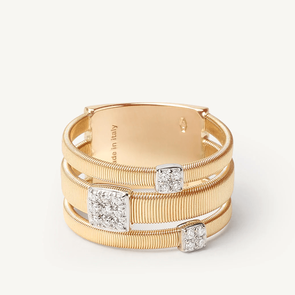 Marco Bicego Masai 18k Gold Pavè Diamond Ring 3 Band - Orsini Jewellers