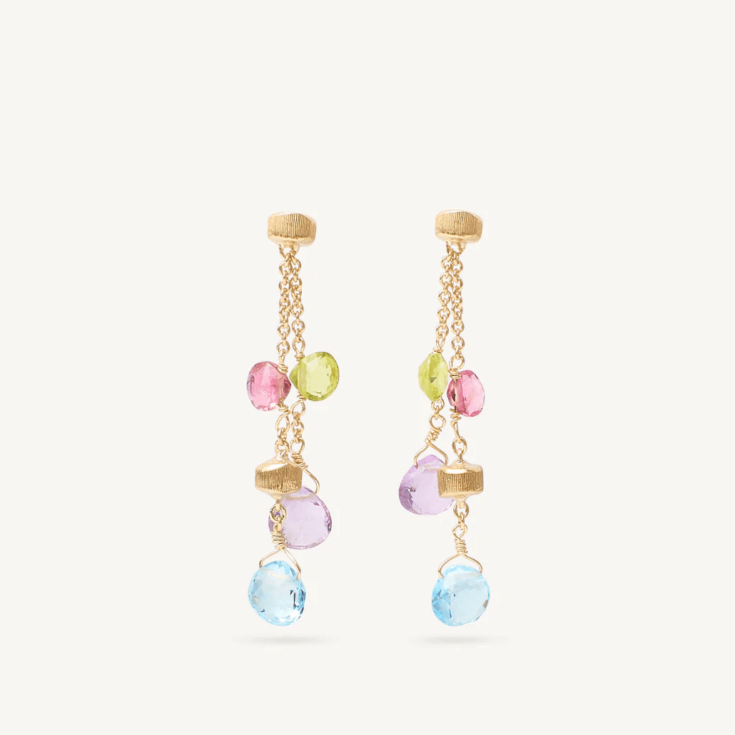 Marco Bicego Paradise 18k Gold Gemstones Earrings 2 Strand - Orsini Jewellers