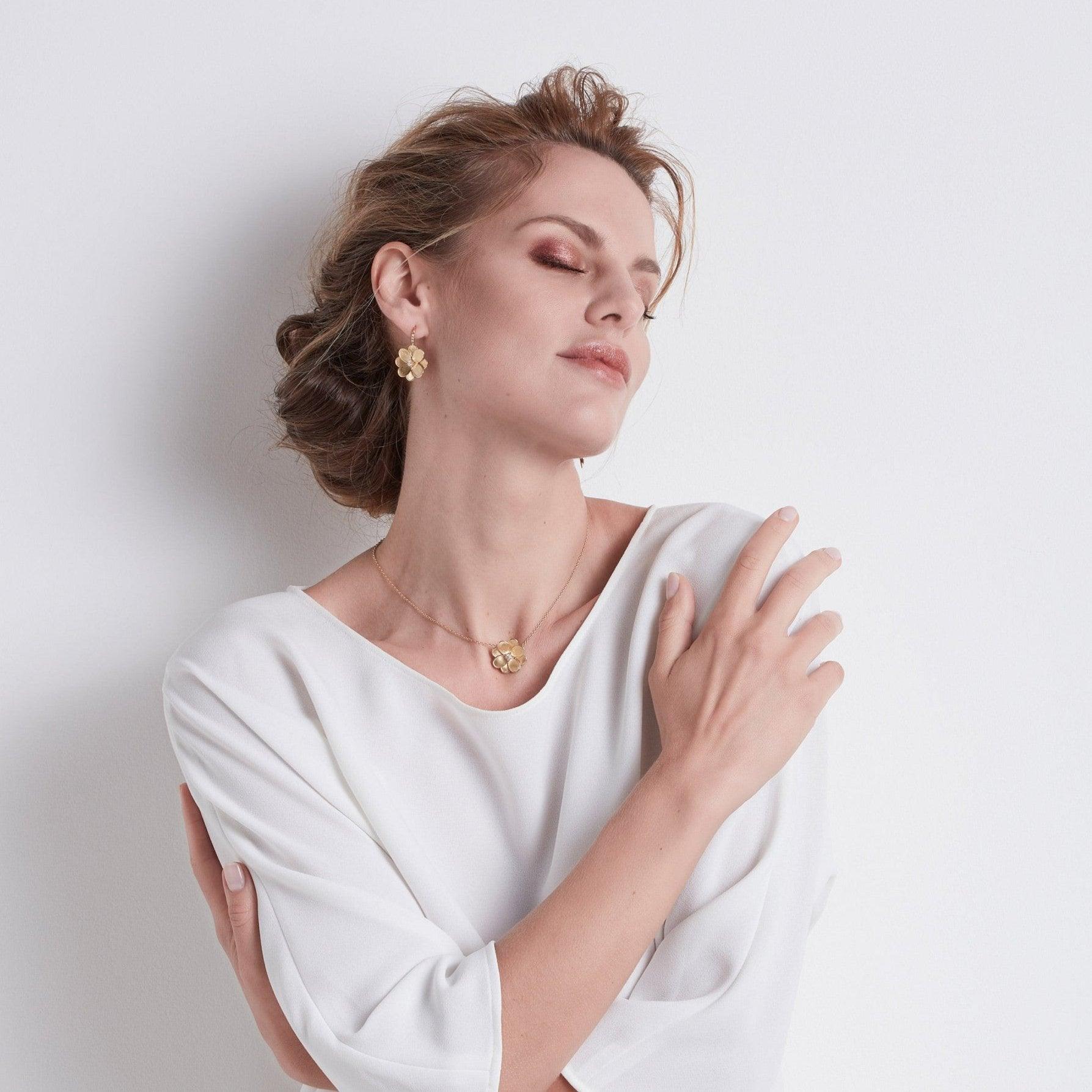 Marco Bicego Petali 18k Gold Diamond French Hook Earrings - Orsini Jewellers