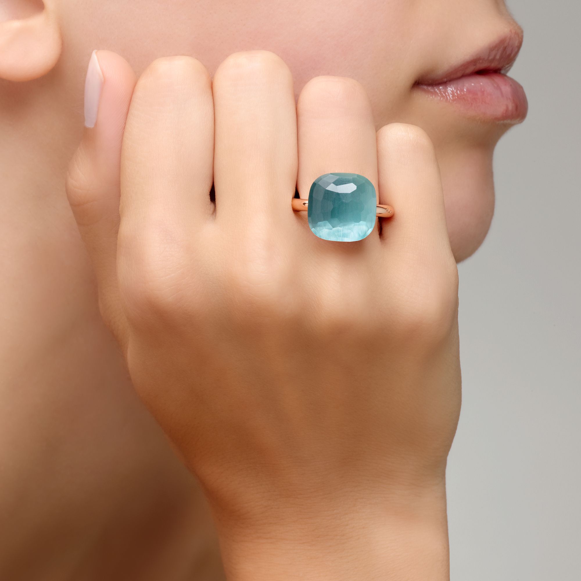 Pomellato Nudo Assoluto Ring 18k Gold with Sky Blue Topaz - Orsini Jewellers