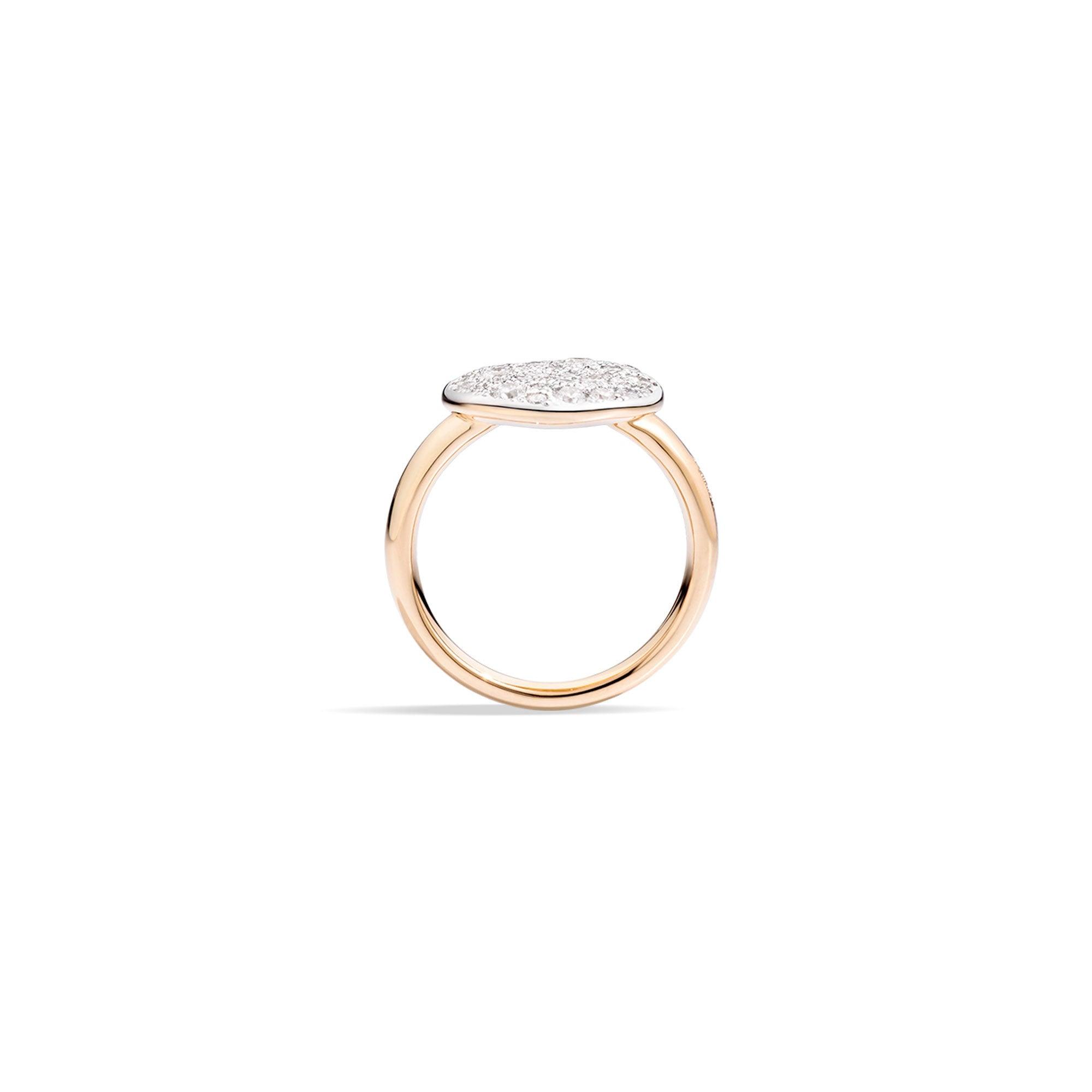 Pomellato Sabbia Ring in 18k Rose Gold with White Pave Diamonds large - Orsini Jewellers