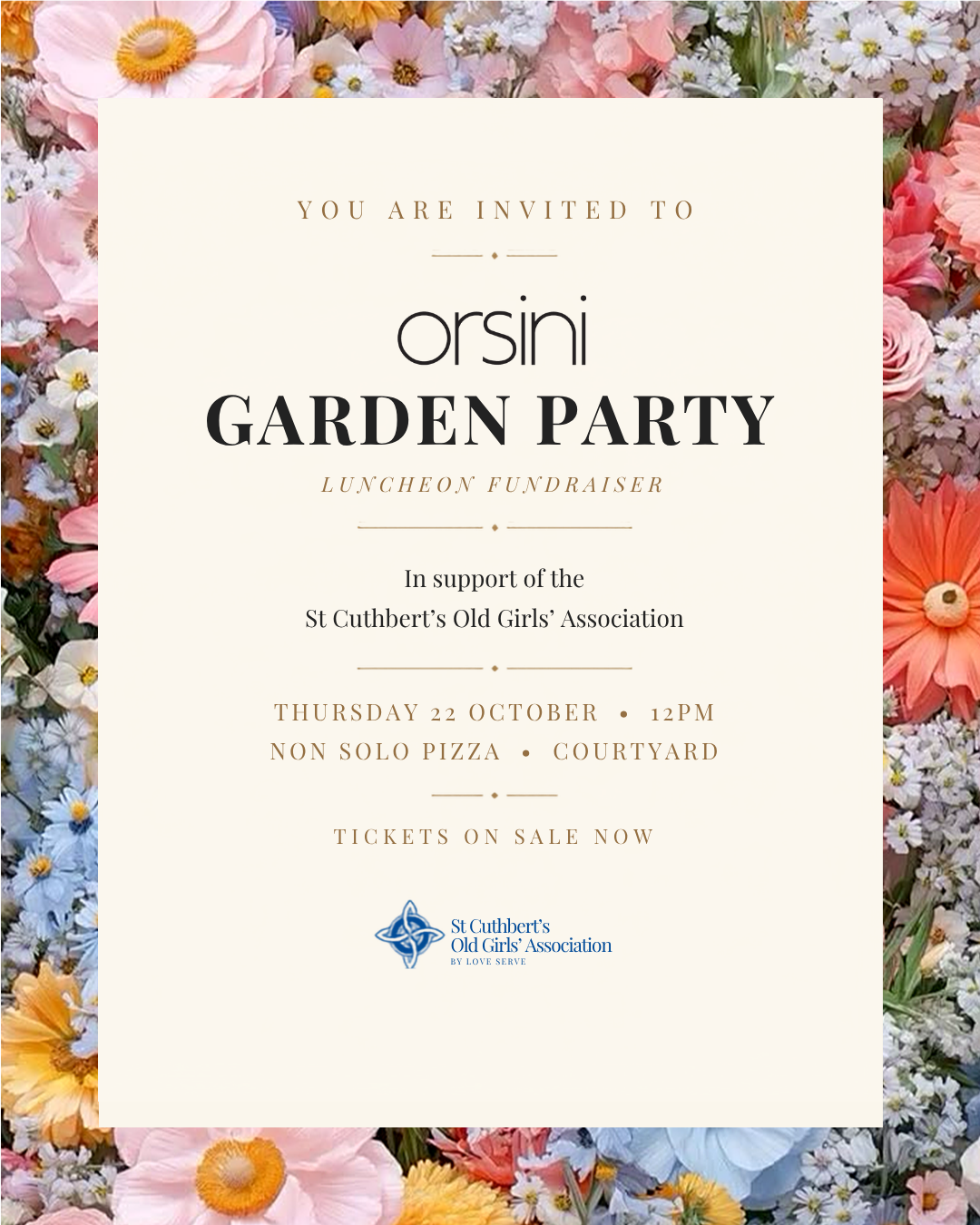 Orsini Garden Party Luncheon Fundraiser for St Cuths 2026