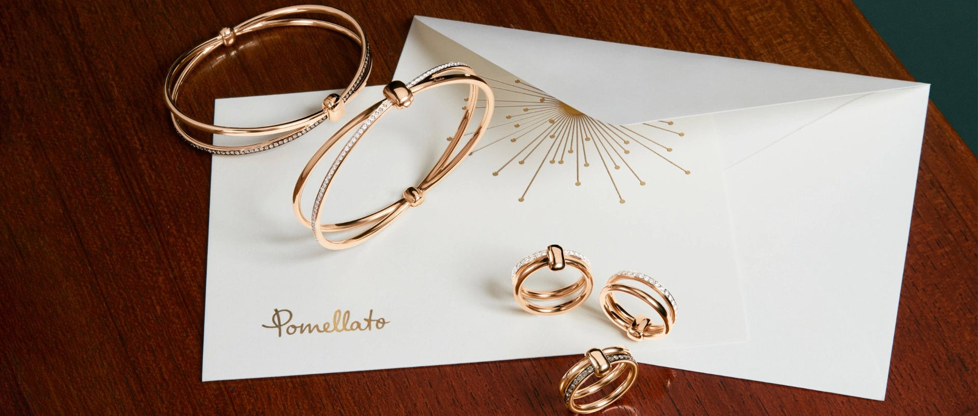 Pomellato Jewellery rings and bangles with diamonds and 18k gold