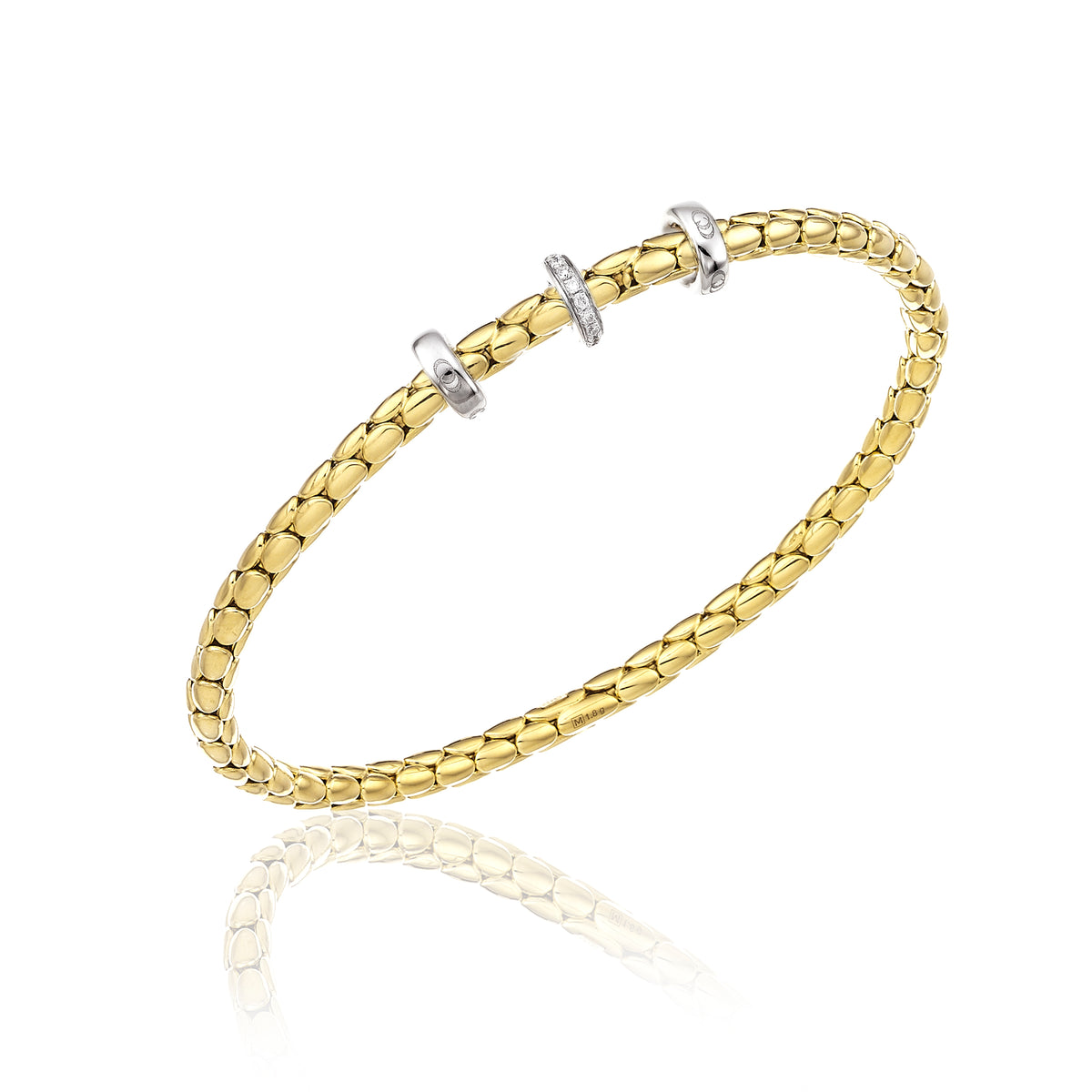 Chimento Stretch Spring Bracelet (Small, 3 Disc) in 18k Yellow and White Gold with White Diamonds - Orsini Jewellers