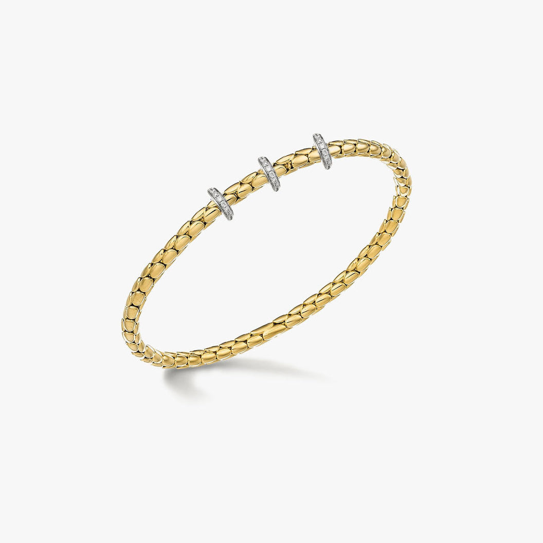 Chimento Stretch Spring Bracelet (Small, 3 Disc) in 18k Yellow Gold with White Diamonds