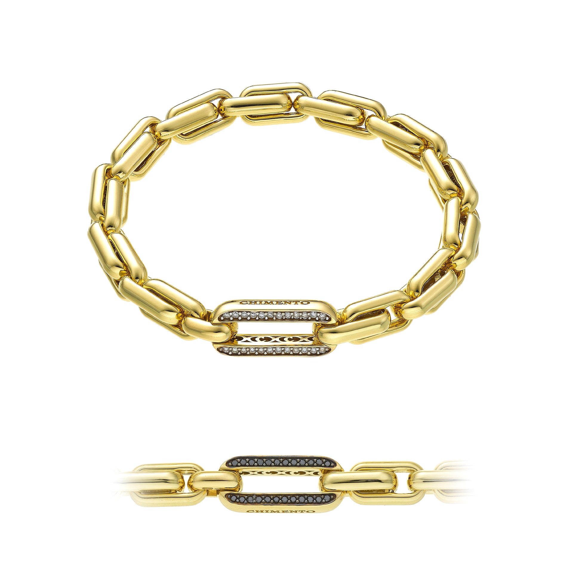 Chimento X-Tend Bracelet (Large) in 18k Yellow Gold with White Diamonds and Black Diamonds - Orsini Jewellers