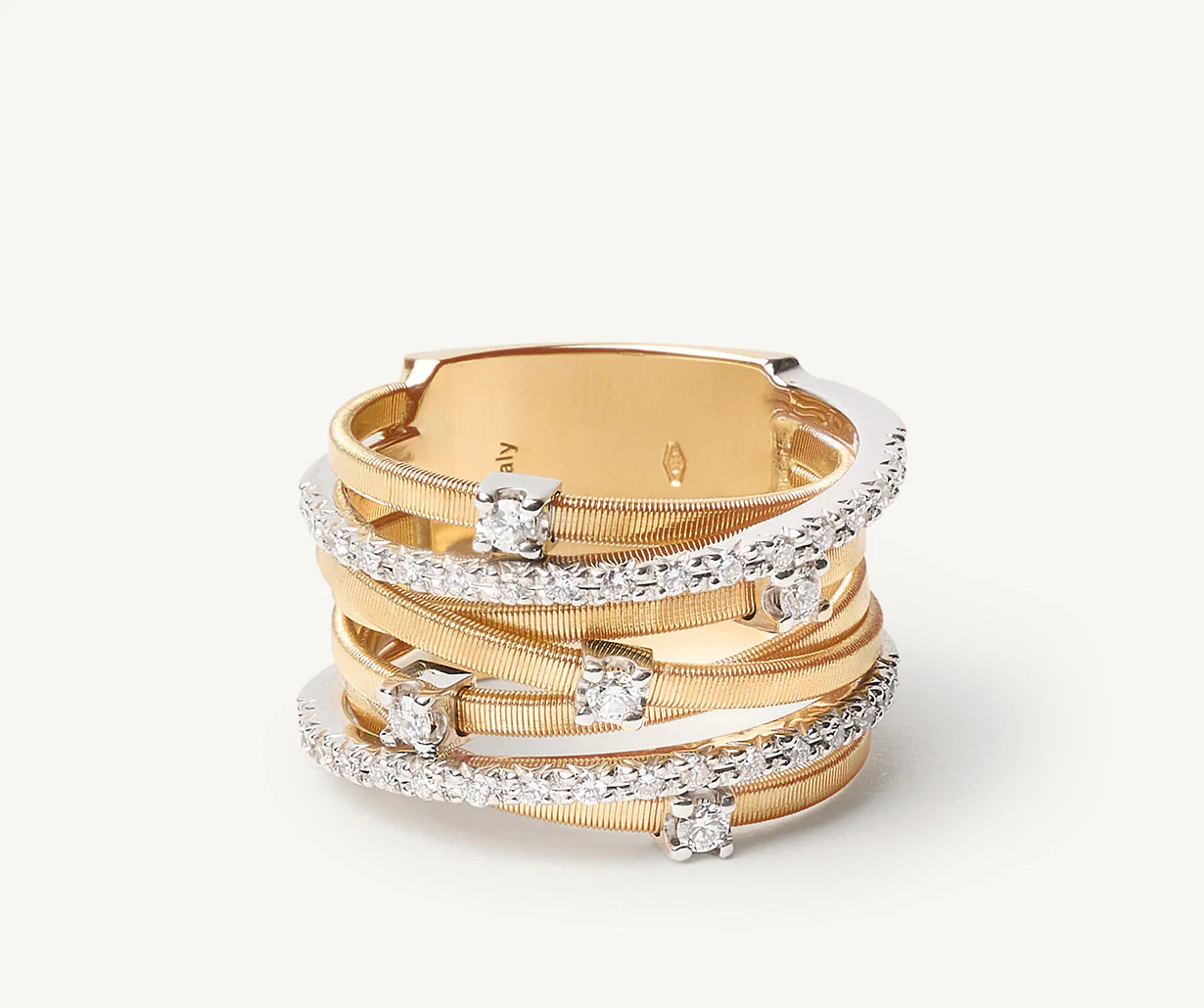 Marco Bicego Goa 18k Yellow Gold Diamond Ring 7 Strand - Orsini Jewellers