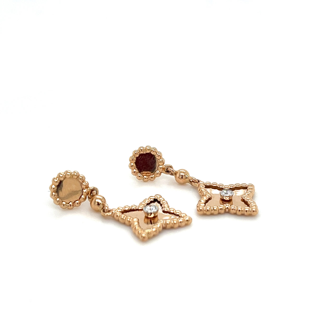 Al Coro Palladio Drop Earrings in 18k Rose Gold with Diamonds - Orsini Jewellers