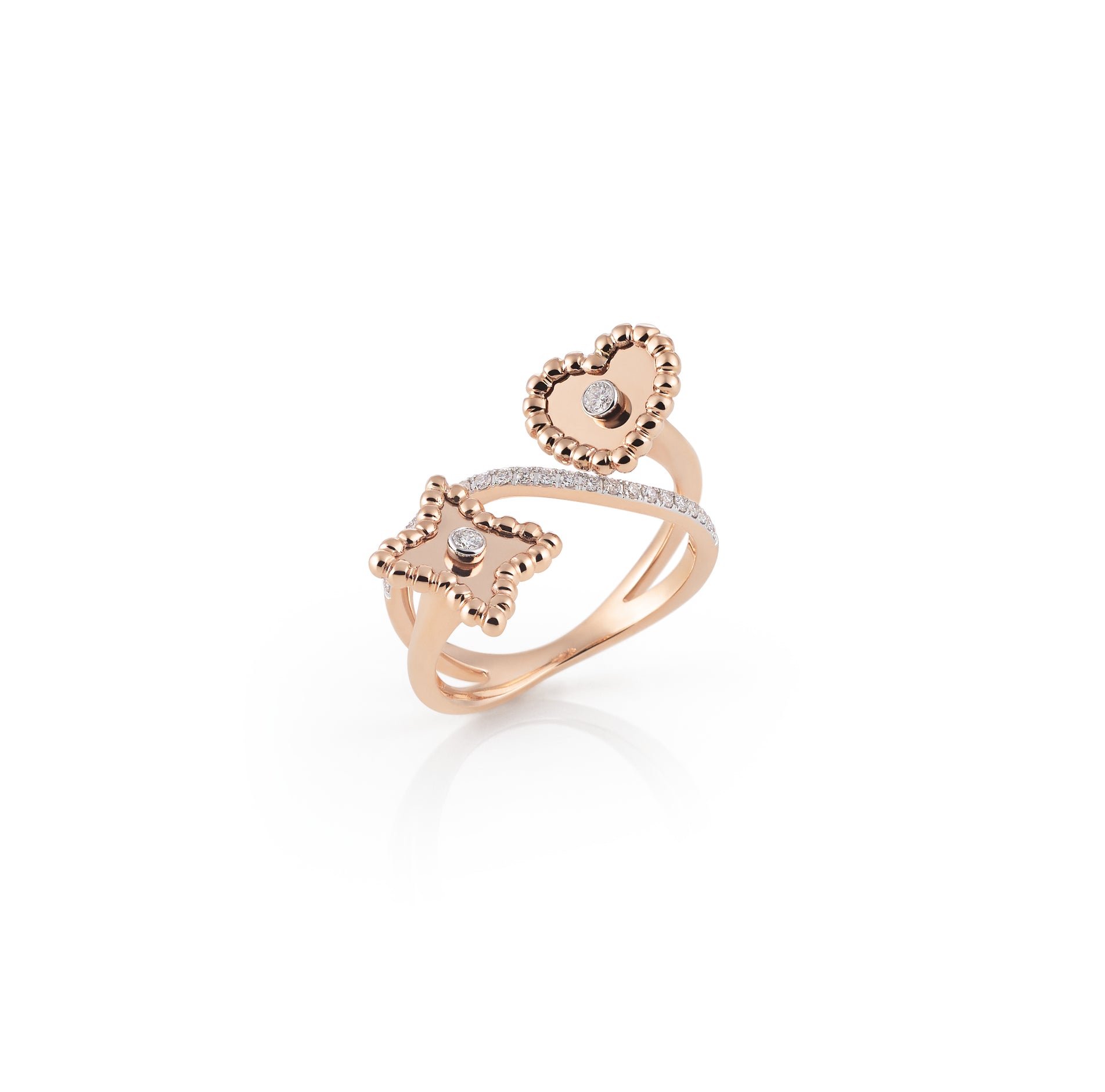 Al Coro Palladio Ring in 18k Rose Gold with White Diamonds - Orsini Jewellers