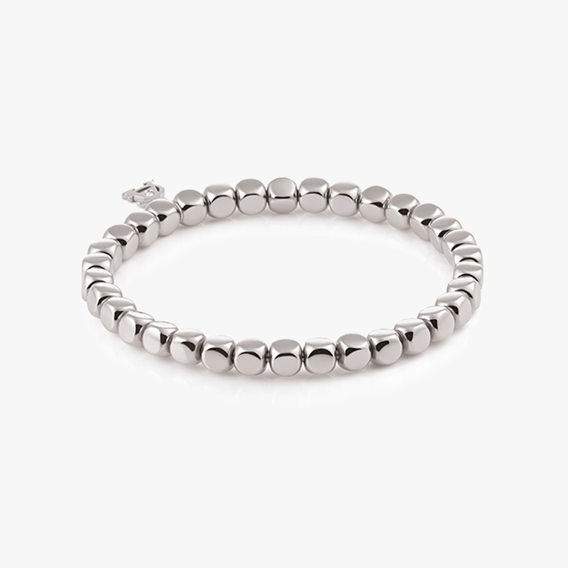 Al Coro Square Stretchy Bracelet in 18k White Gold Large Cubes A033W