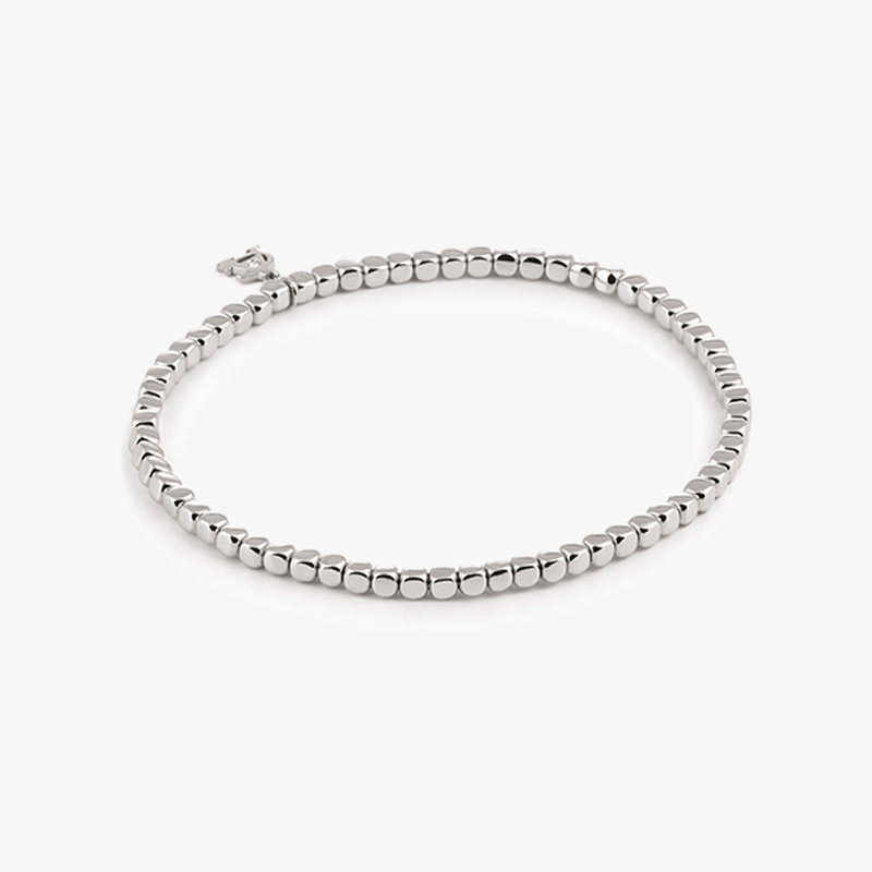 Al Coro Square Stretchy Bracelet in 18k White Gold Small Size Cubes A330W