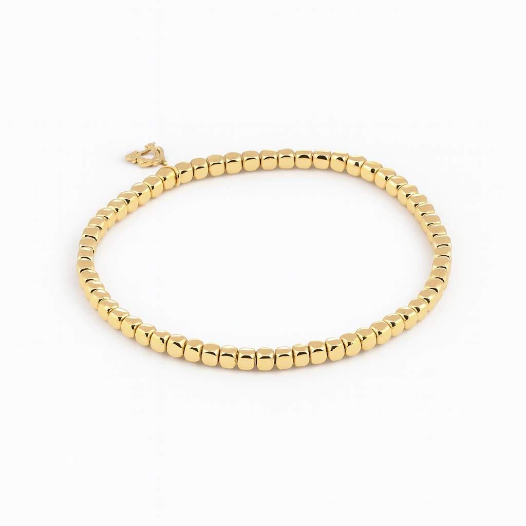 Al Coro Square Stretchy Bracelet in 18k Yellow Gold Cubes