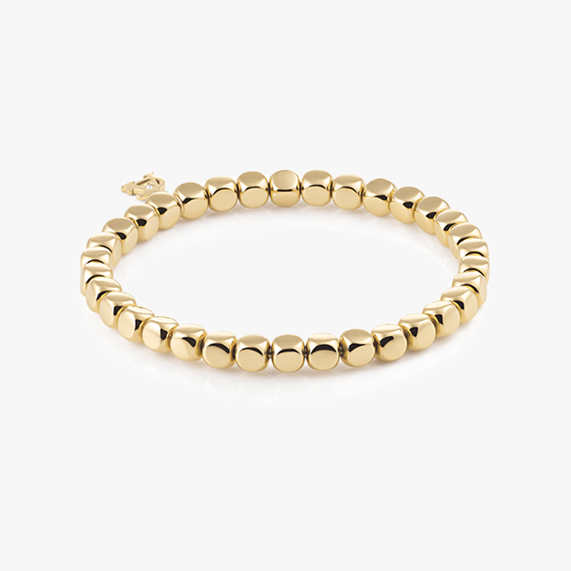 Al Coro Square Stretchy Bracelet in 18k Yellow Gold Large Cubes A033G