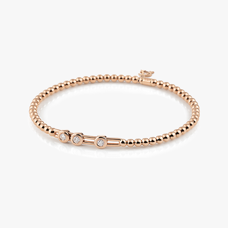 Al Coro Stretchy Bracelet in 18k Rose Gold 3 Sliding Diamonds A707R